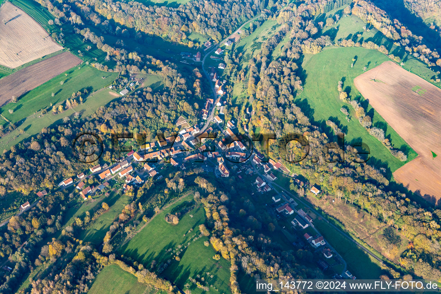 Aerial view of Lengelsheim in the state Moselle, France