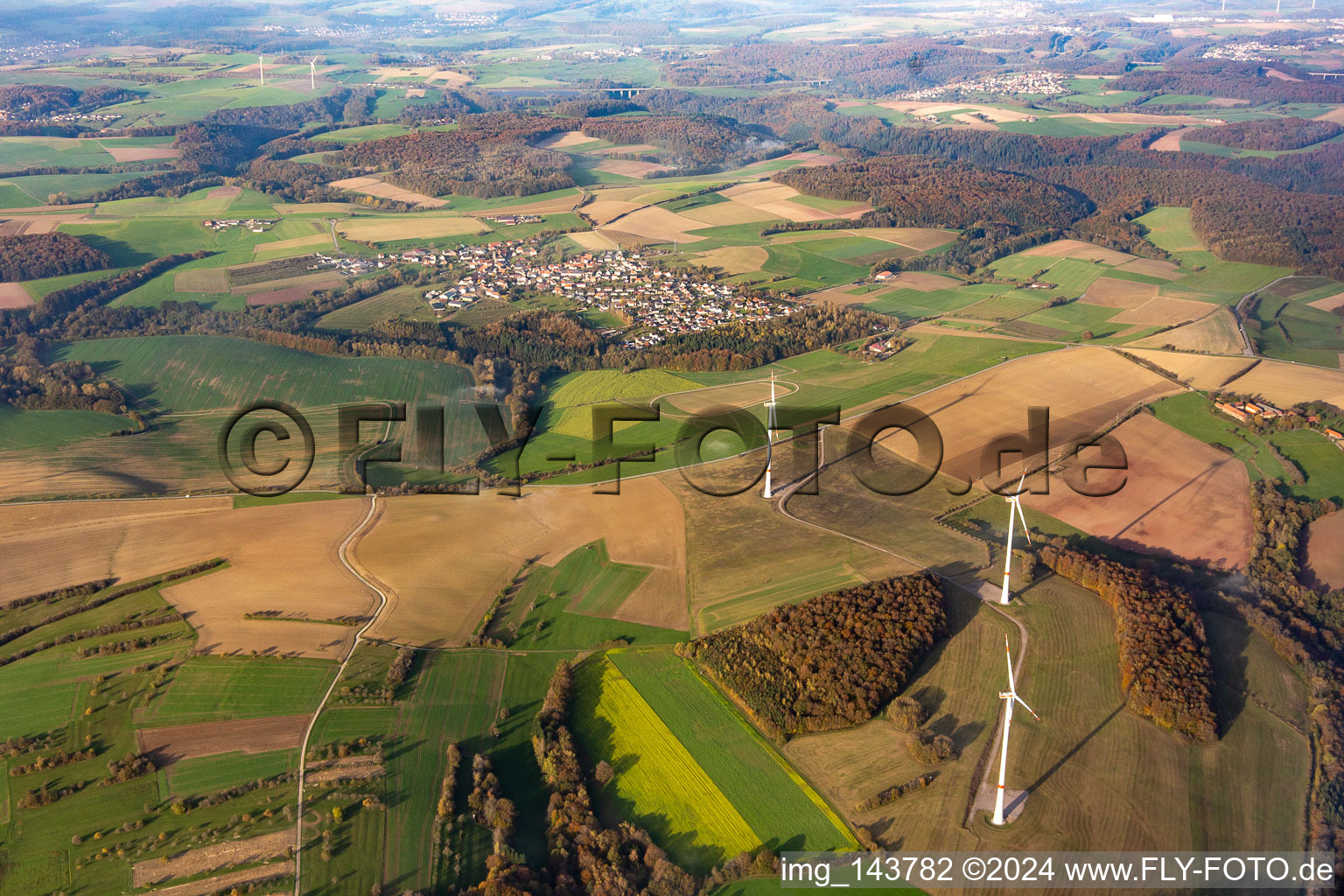 Wind farm south of Bottenbach in Riedelberg in the state Rhineland-Palatinate, Germany