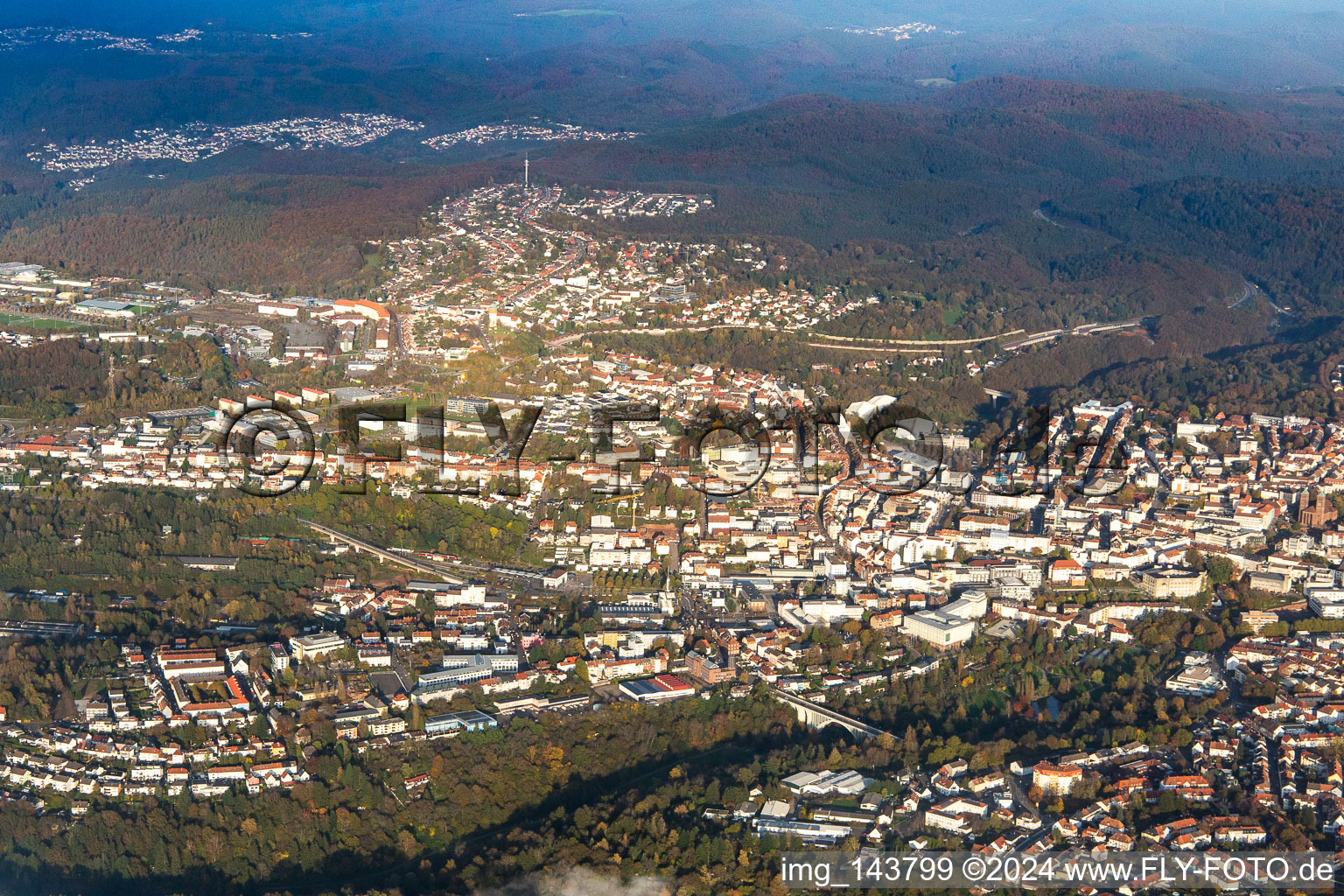 Aerial view of Center in Pirmasens in the state Rhineland-Palatinate, Germany