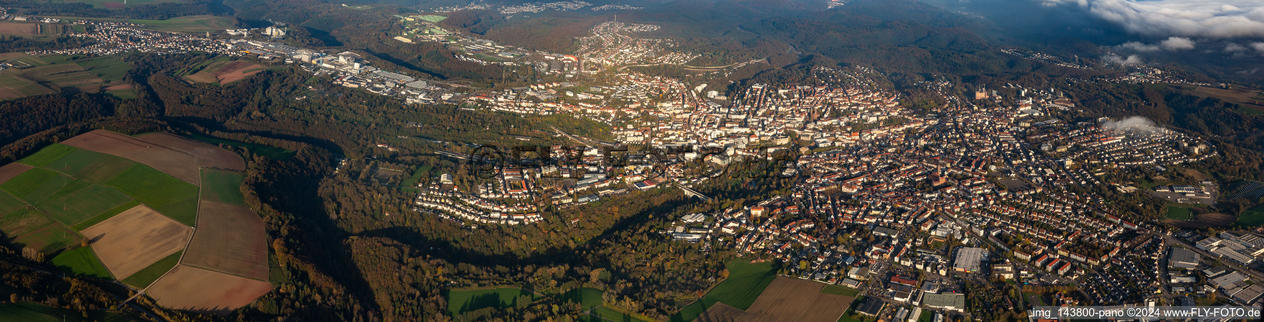City overview from the west in the district Winzeln in Pirmasens in the state Rhineland-Palatinate, Germany