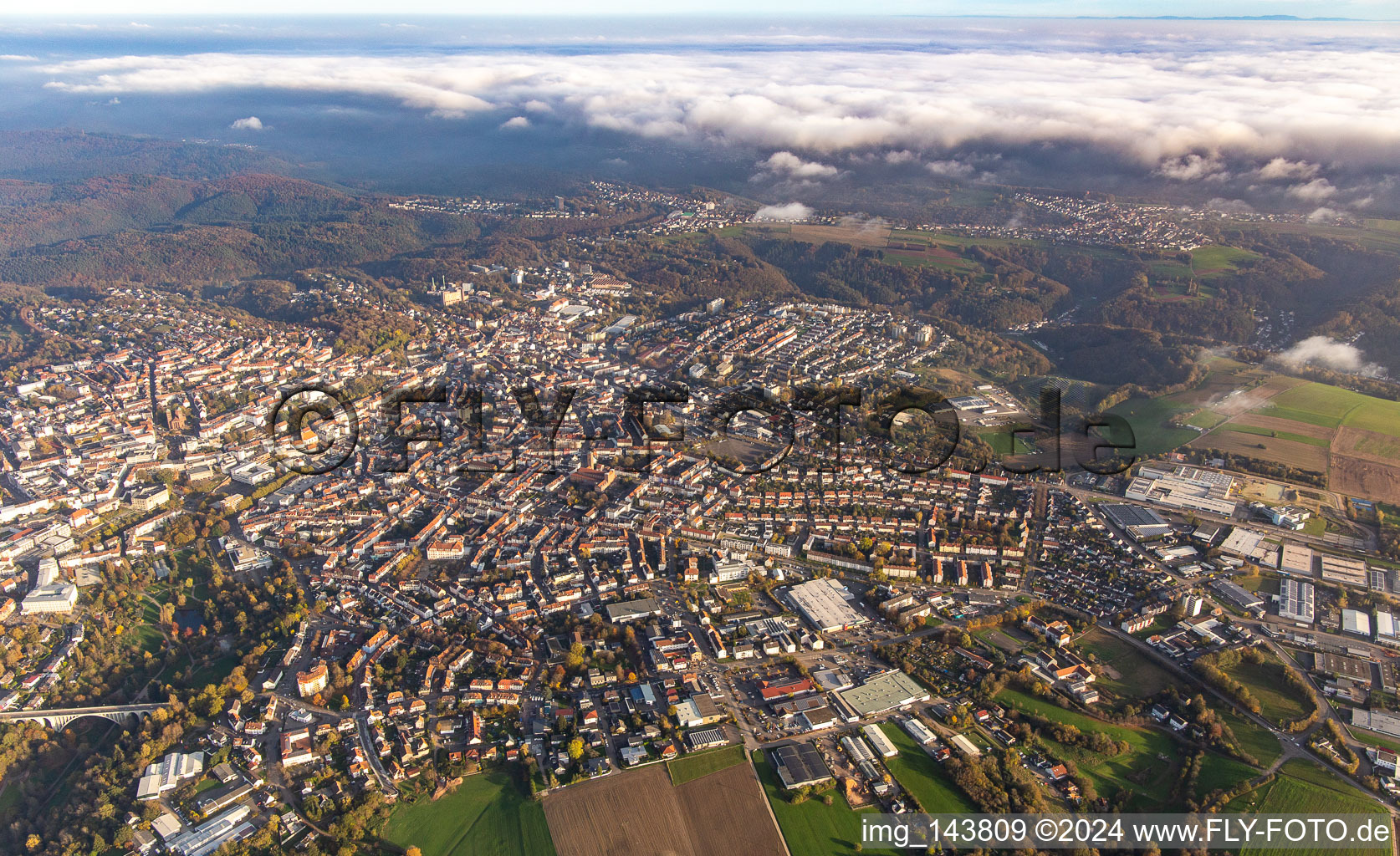 City from the west in Pirmasens in the state Rhineland-Palatinate, Germany