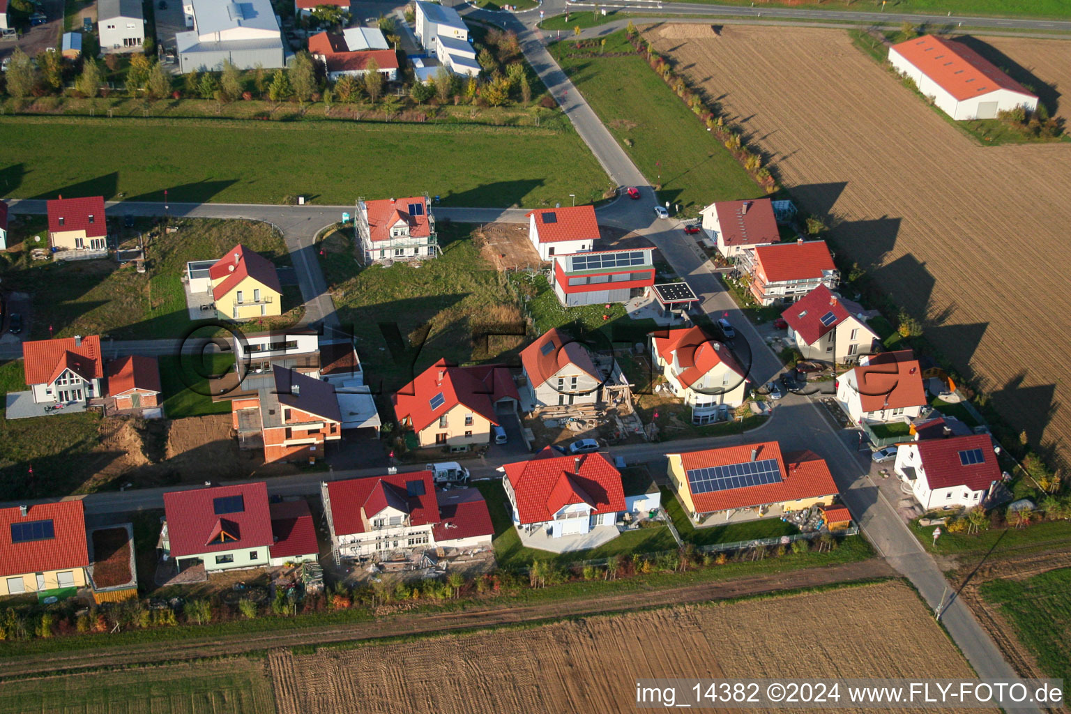 Steinweiler in the state Rhineland-Palatinate, Germany from a drone