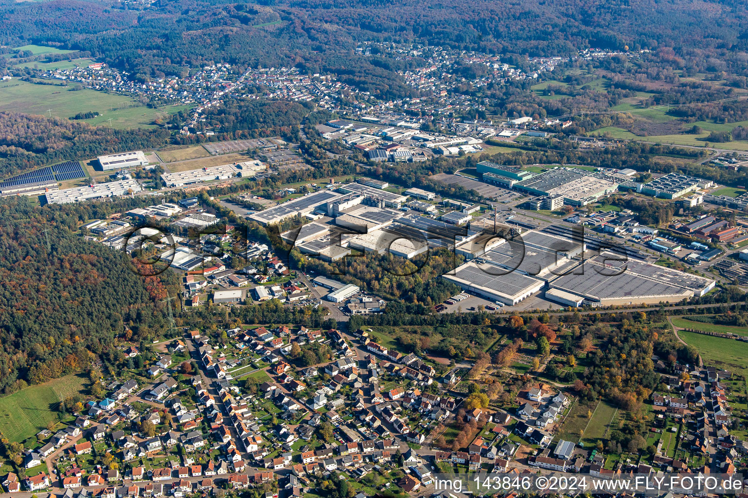 Michelin Reifenwerke AG & Co. KGaA - Plant Homburg from the west in the district Erbach in Homburg in the state Saarland, Germany