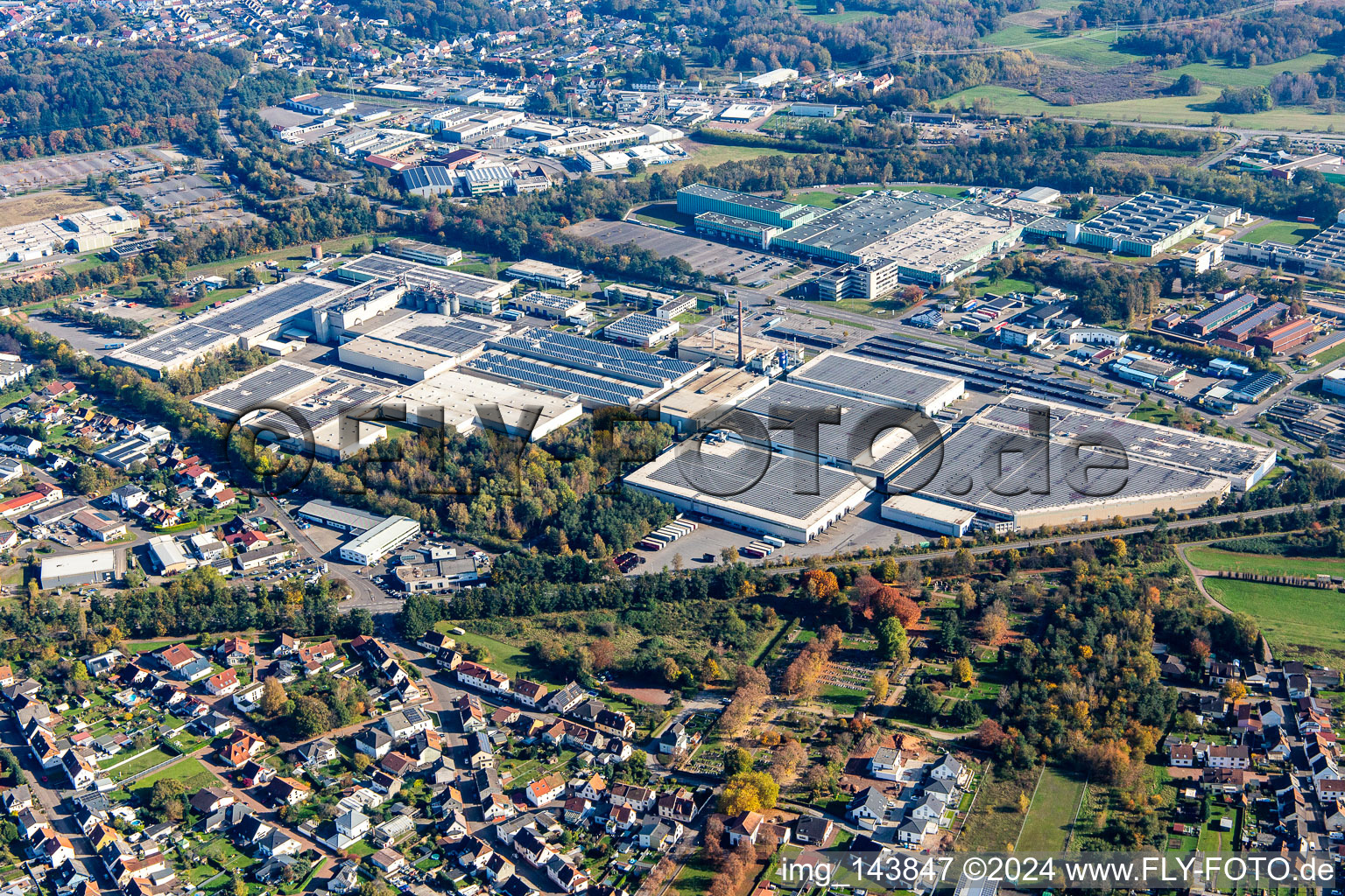 Aerial view of Michelin Reifenwerke AG & Co. KGaA - Plant Homburg from the west in the district Erbach in Homburg in the state Saarland, Germany