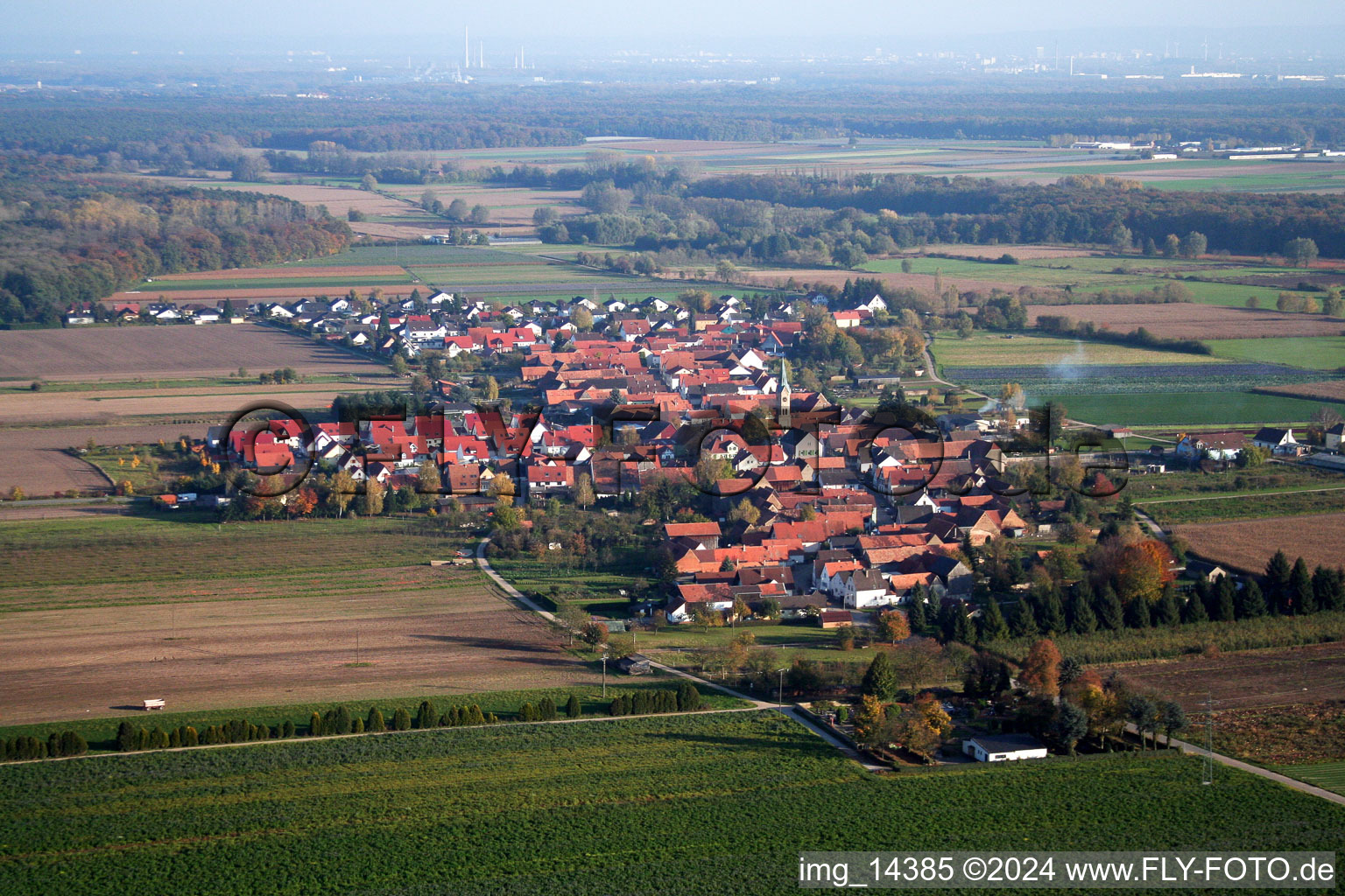 Drone image of Erlenbach bei Kandel in the state Rhineland-Palatinate, Germany