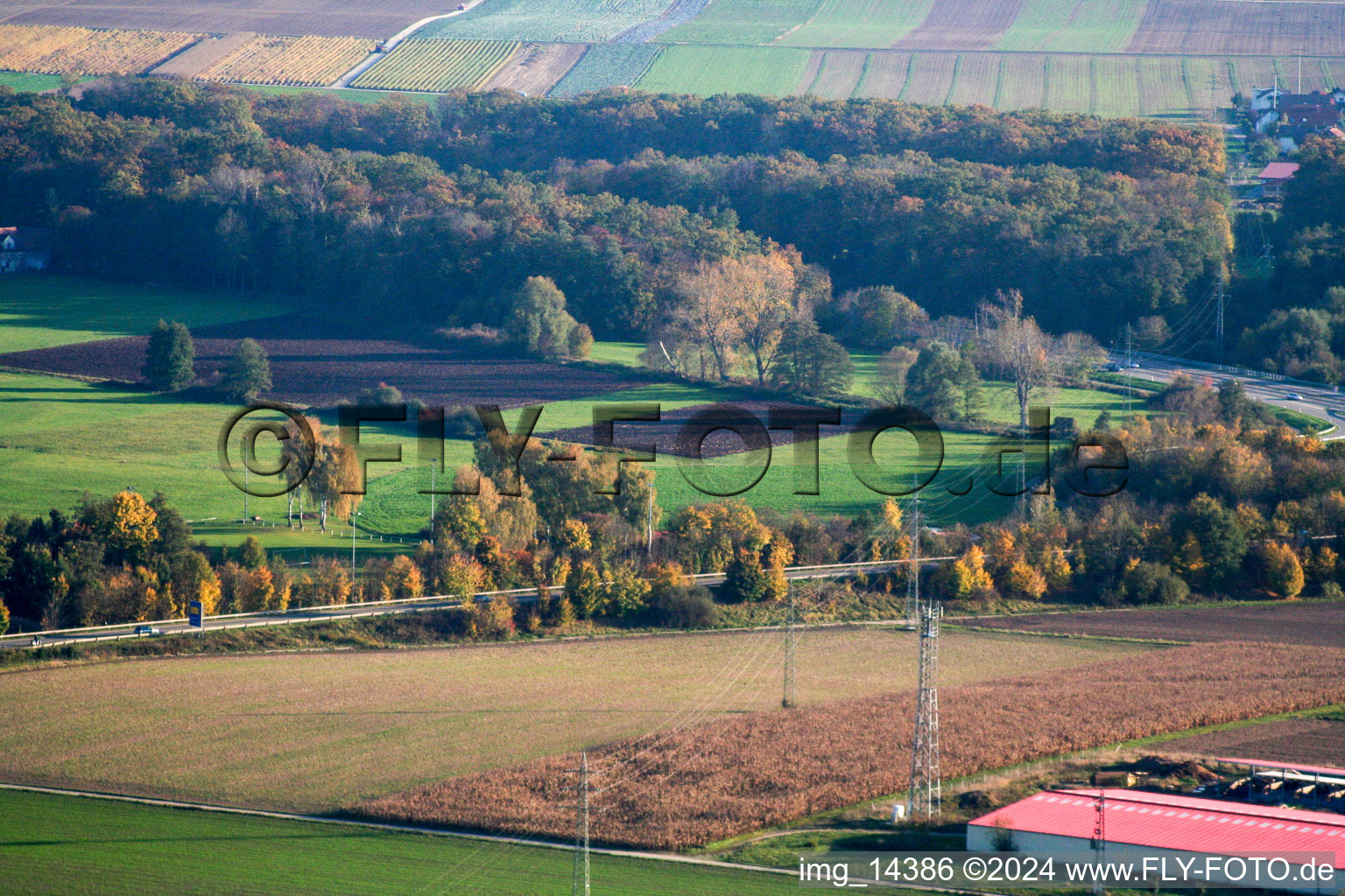 Erlenbach bei Kandel in the state Rhineland-Palatinate, Germany from the drone perspective