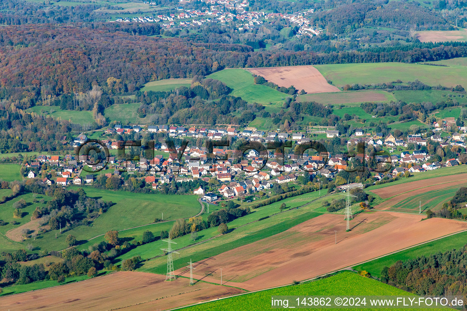 Hamlet from the south in the district Schmittweiler in Schönenberg-Kübelberg in the state Rhineland-Palatinate, Germany