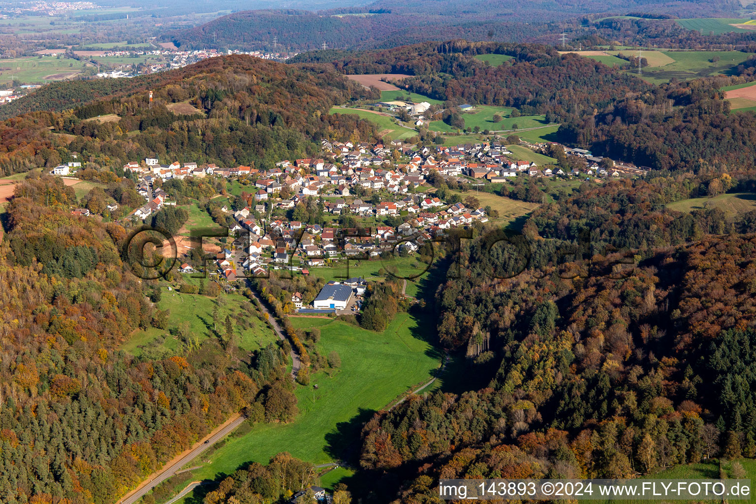 Village from the southwest in Lambsborn in the state Rhineland-Palatinate, Germany