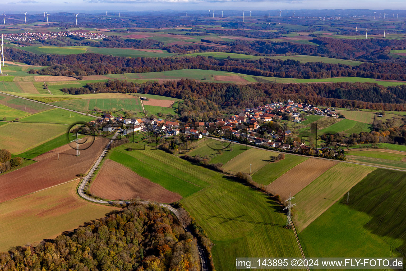 Village from the west in Rosenkopf in the state Rhineland-Palatinate, Germany