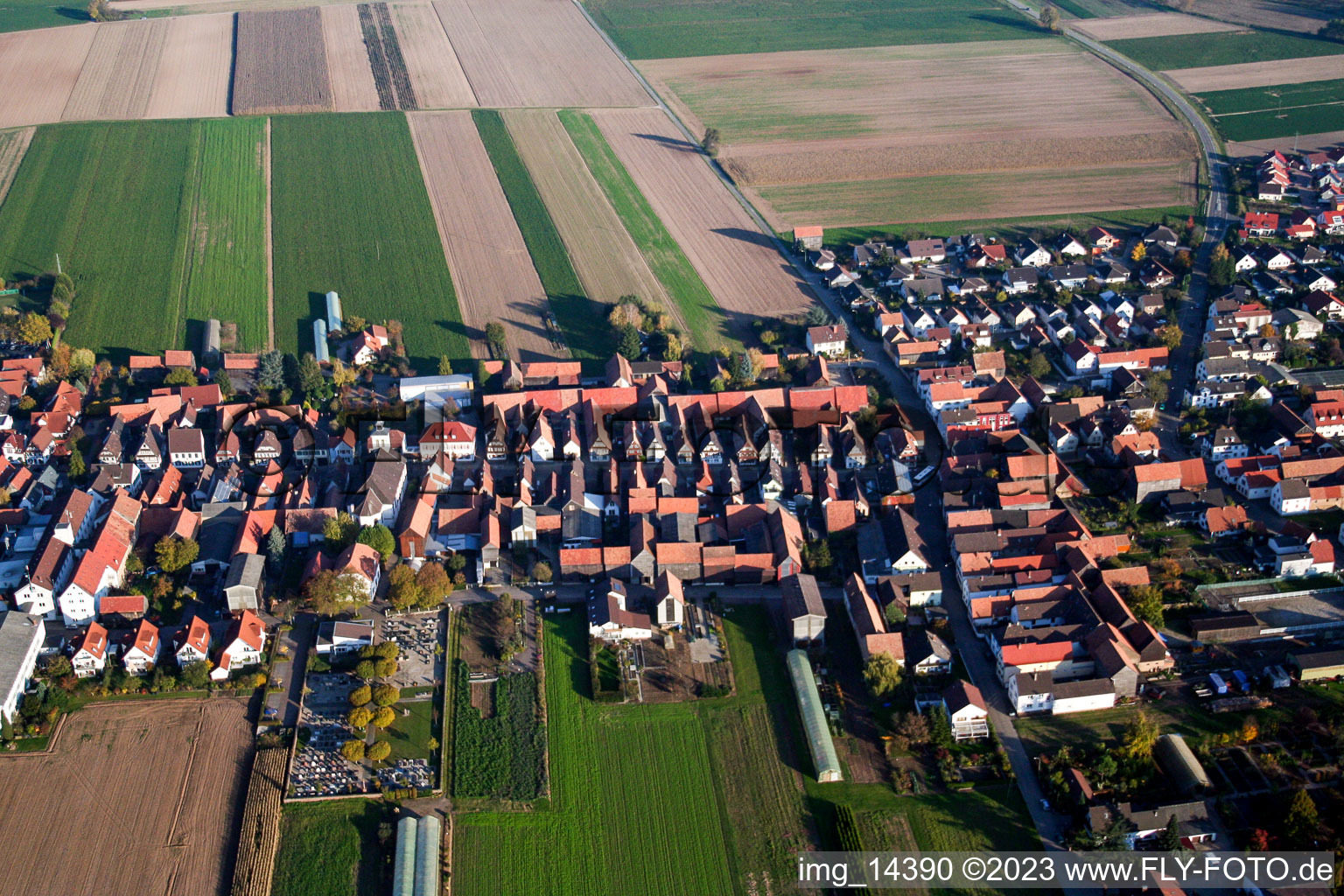 District Hayna in Herxheim bei Landau in the state Rhineland-Palatinate, Germany from the plane