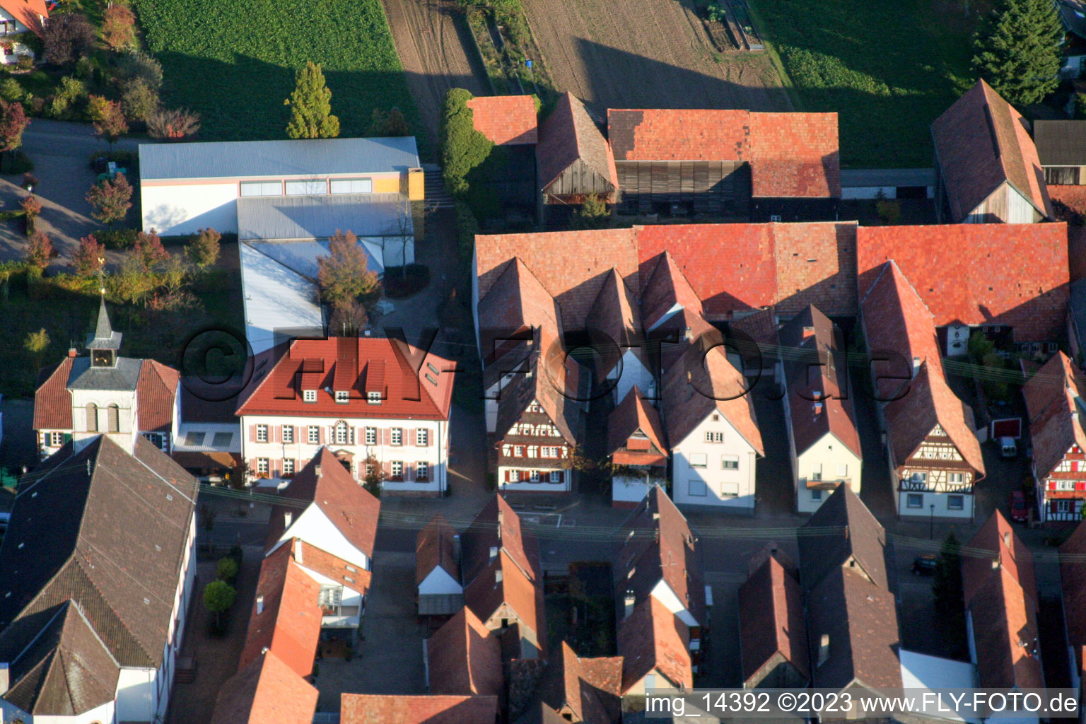 District Hayna in Herxheim bei Landau in the state Rhineland-Palatinate, Germany viewn from the air