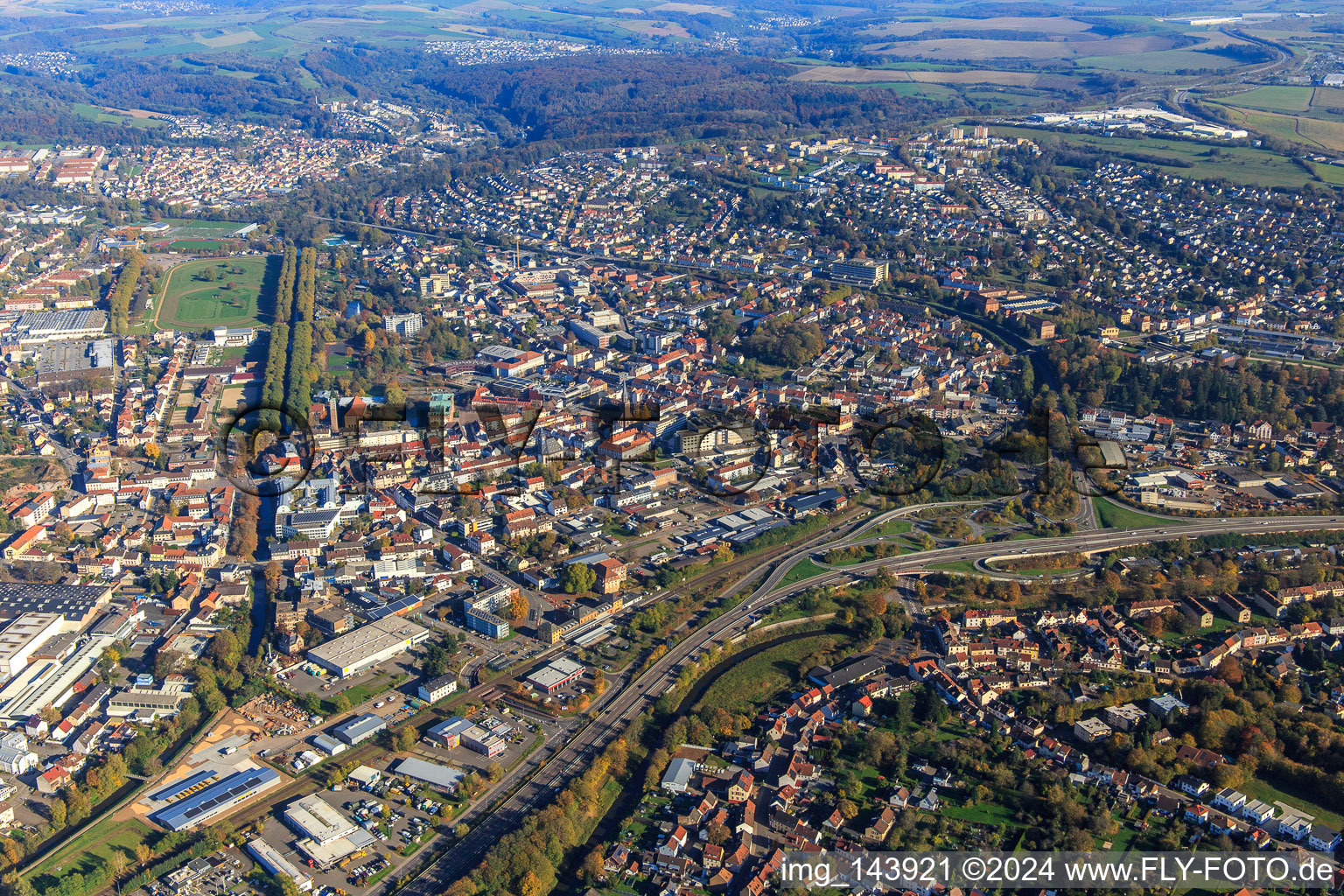Center from the West in Zweibrücken in the state Rhineland-Palatinate, Germany