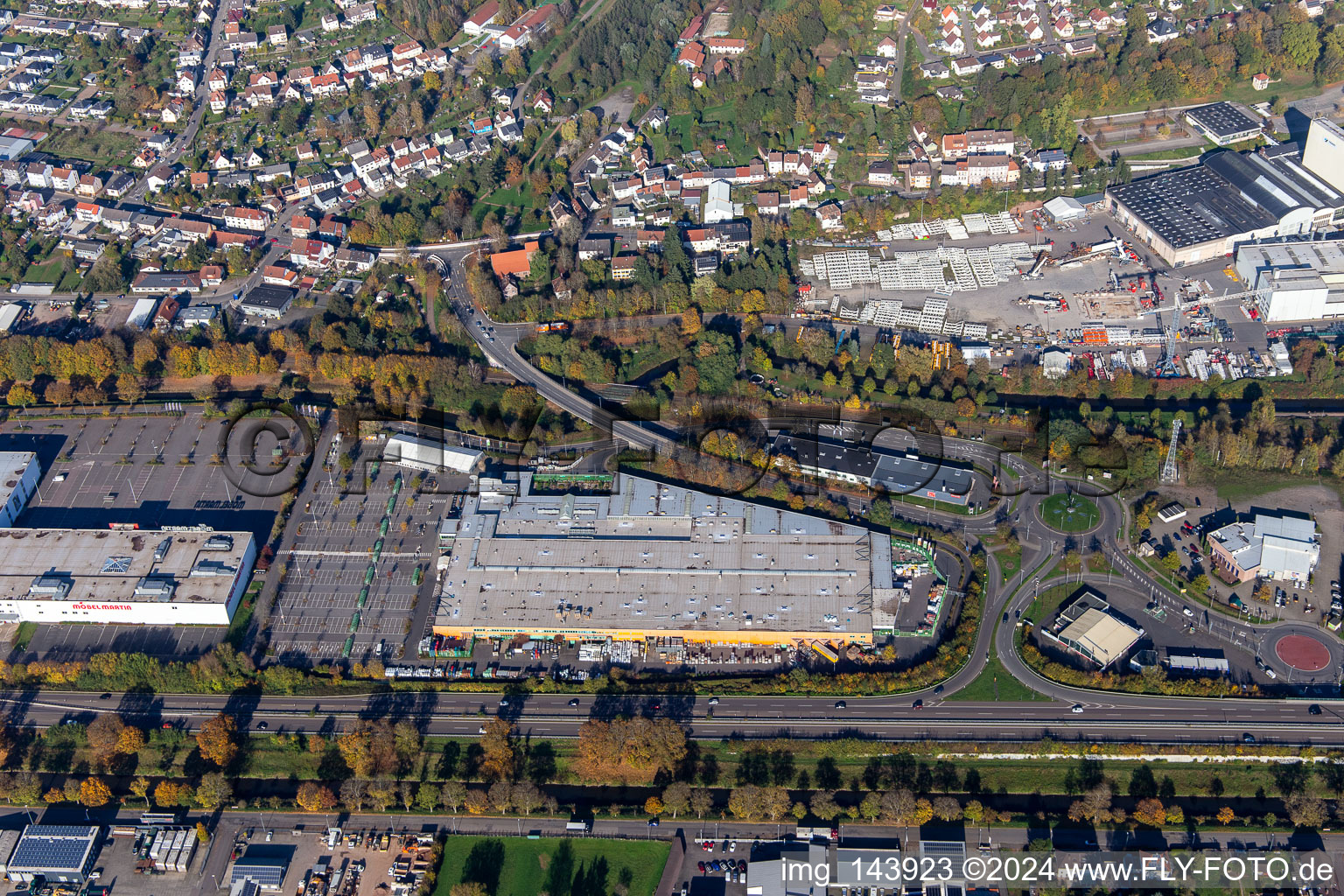 Globus hardware store Zweibrücken on the A8 in the district Bubenhausen in Zweibrücken in the state Rhineland-Palatinate, Germany