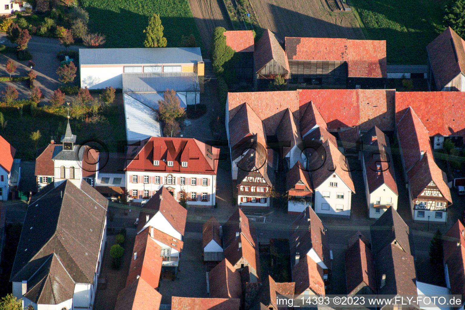 Drone recording of District Hayna in Herxheim bei Landau in the state Rhineland-Palatinate, Germany