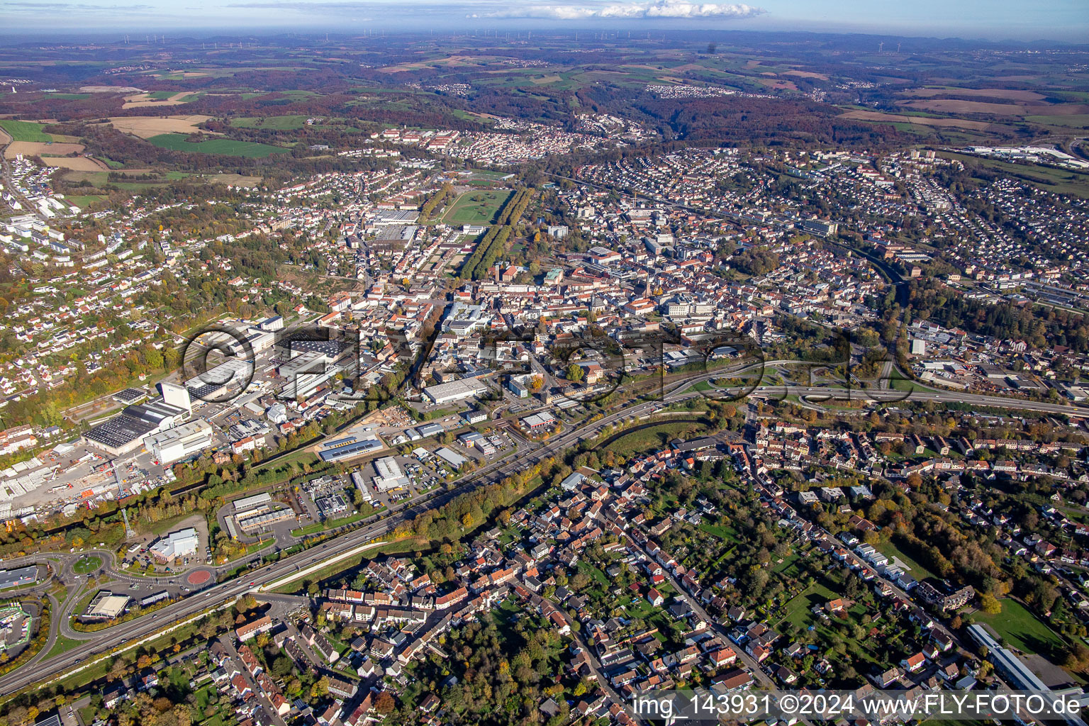 Rosengartenstraße and Gestütsallee in Zweibrücken in the state Rhineland-Palatinate, Germany