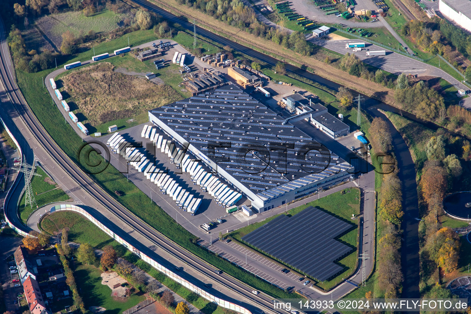 Aerial view of Paletten Gölz GmbH in the district Ernstweiler in Zweibrücken in the state Rhineland-Palatinate, Germany