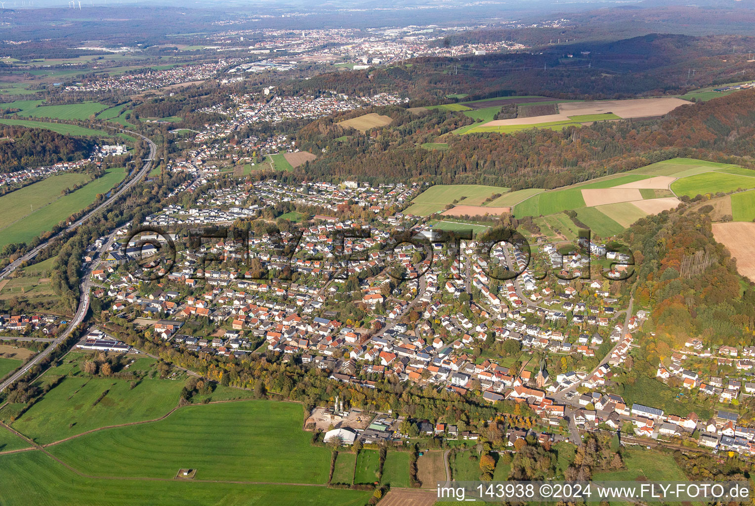 City from the south in the district Einöd in Homburg in the state Saarland, Germany