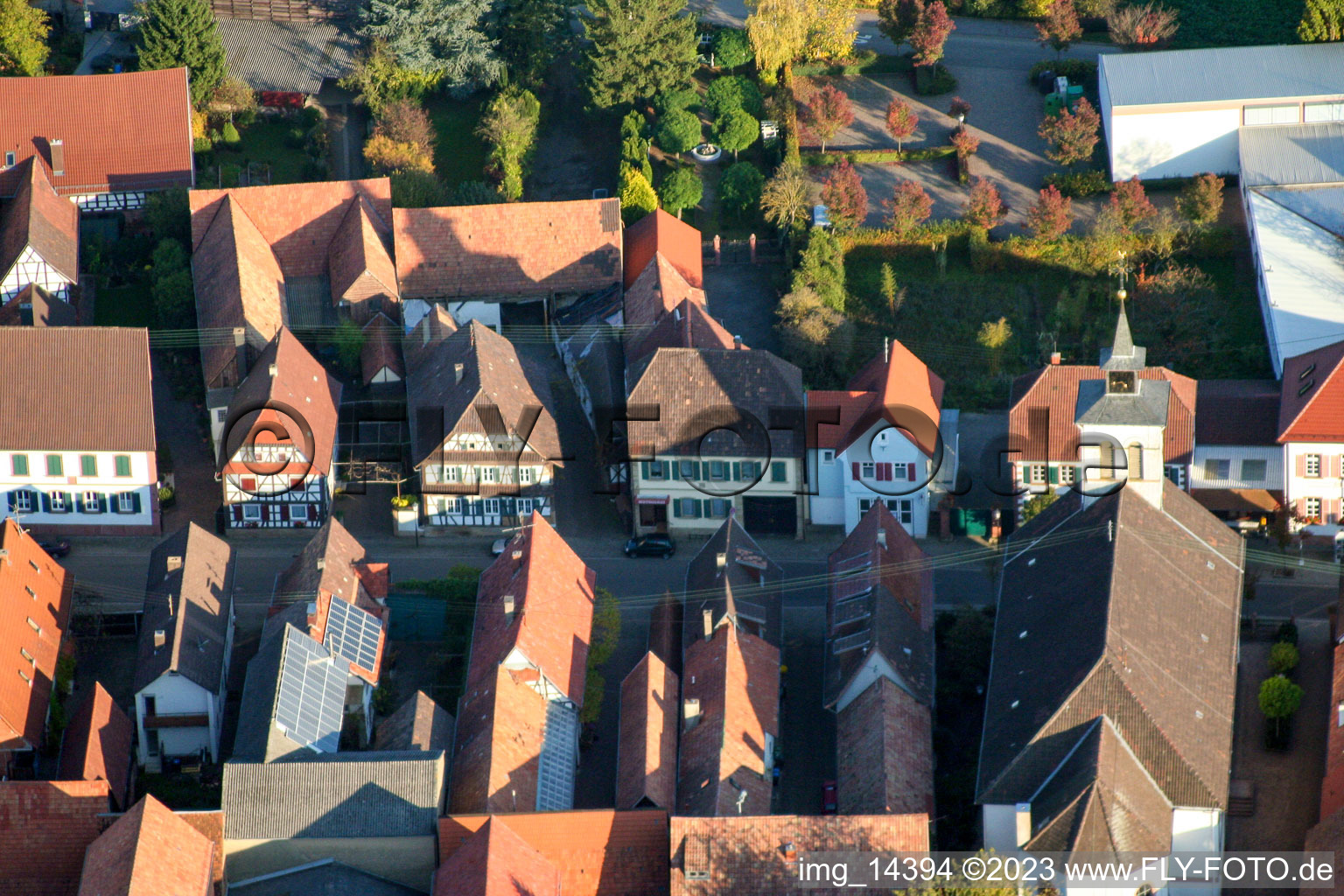 District Hayna in Herxheim bei Landau/Pfalz in the state Rhineland-Palatinate, Germany viewn from the air