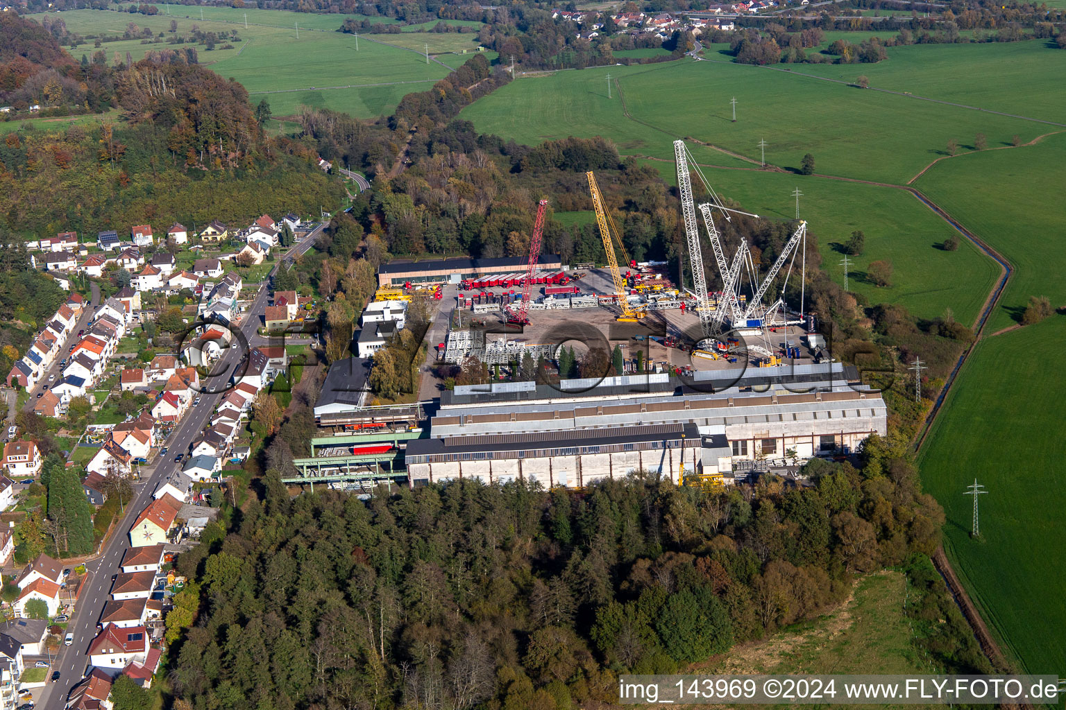 Onroad GmbH (special and heavy transport, crane transfers, crane work) in the district Bierbach in Blieskastel in the state Saarland, Germany from above