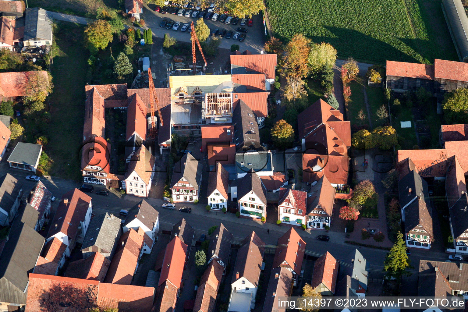 District Hayna in Herxheim bei Landau in the state Rhineland-Palatinate, Germany seen from a drone