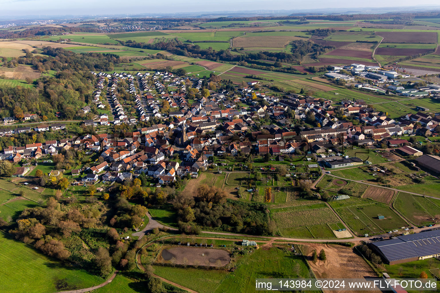 From the west in the district Webenheim in Blieskastel in the state Saarland, Germany