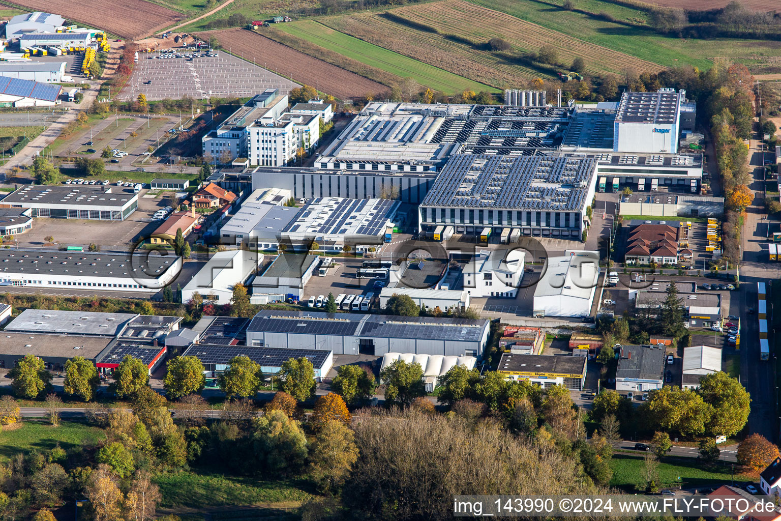 Oblique view of Industrial area in the Krummenäckern in the district Webenheim in Blieskastel in the state Saarland, Germany