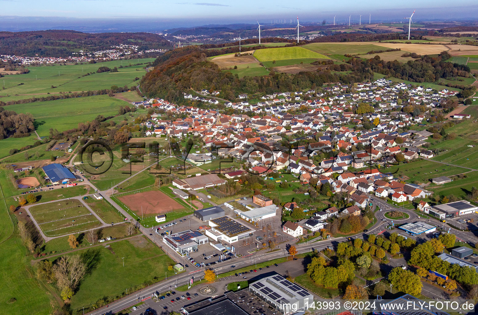 Aerial view of From the southwest in the district Webenheim in Blieskastel in the state Saarland, Germany