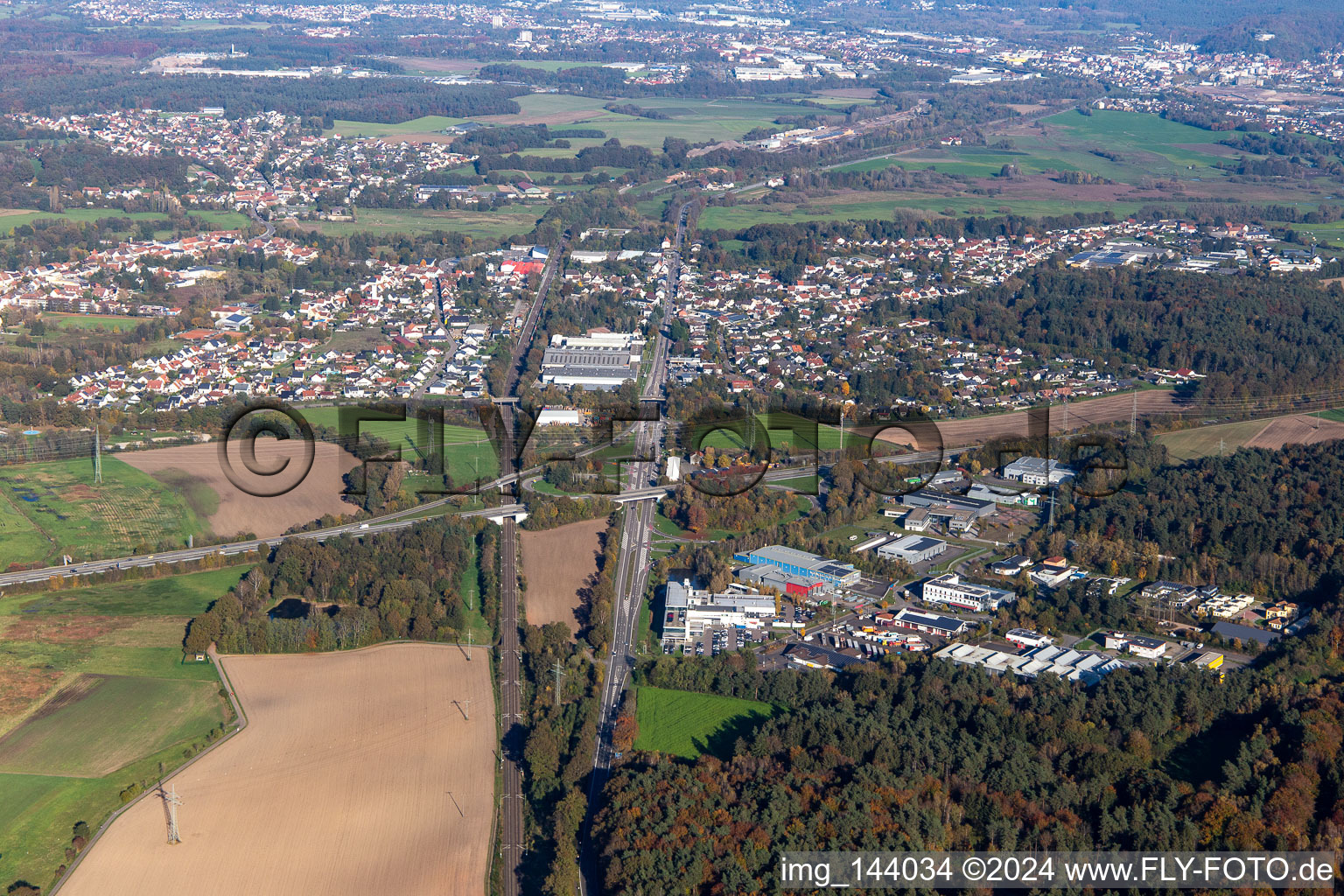 Industrial area at exit B28 Limbach of the A8 in the district Limbach in Kirkel in the state Saarland, Germany
