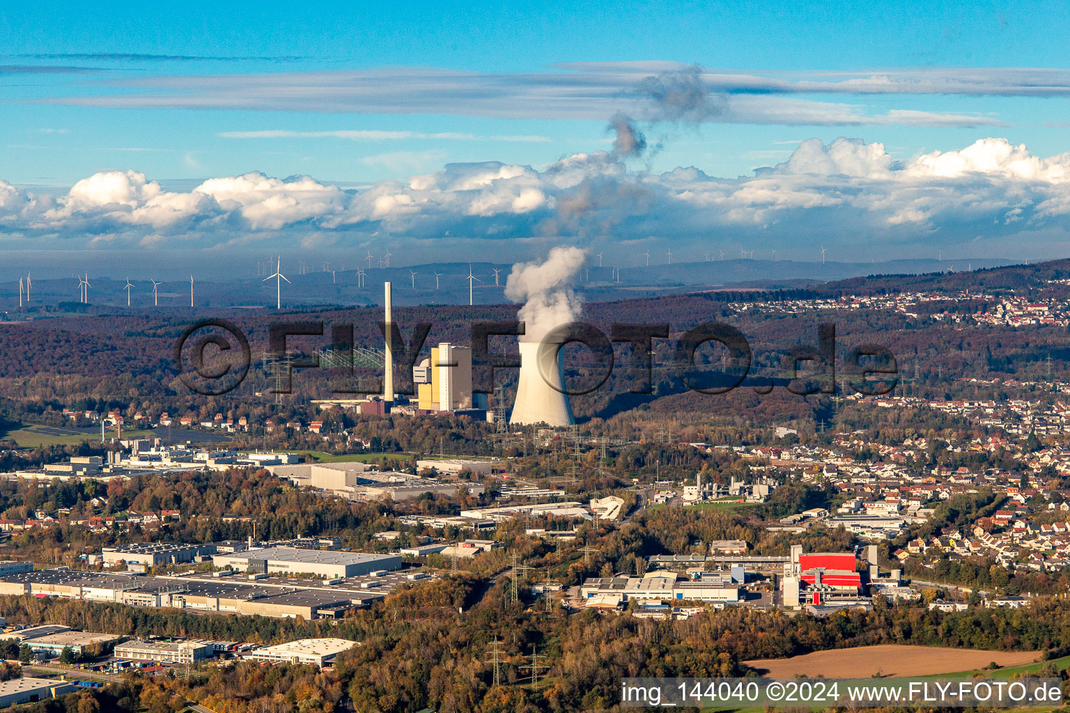 Aerial view of Power plant Bexbach in Bexbach in the state Saarland, Germany