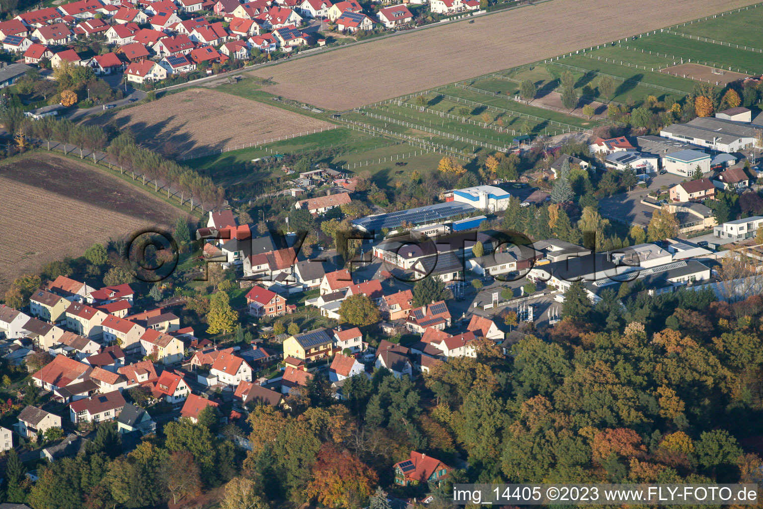 Drone image of District Herxheim in Herxheim bei Landau/Pfalz in the state Rhineland-Palatinate, Germany