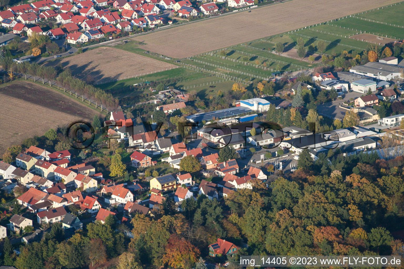 Drone image of District Herxheim in Herxheim bei Landau in the state Rhineland-Palatinate, Germany