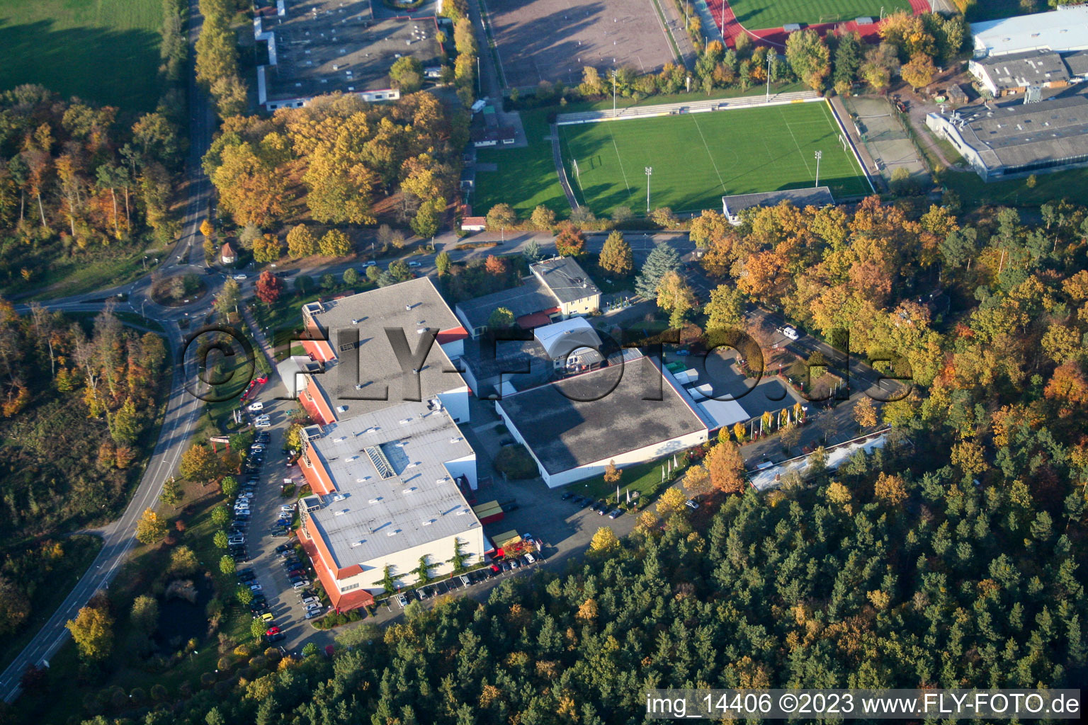 Aerial view of Furniture store Gilb in the district Herxheim in Herxheim bei Landau in the state Rhineland-Palatinate, Germany