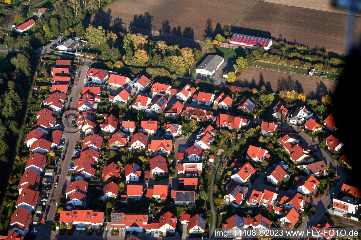 District Herxheim in Herxheim bei Landau in the state Rhineland-Palatinate, Germany from a drone