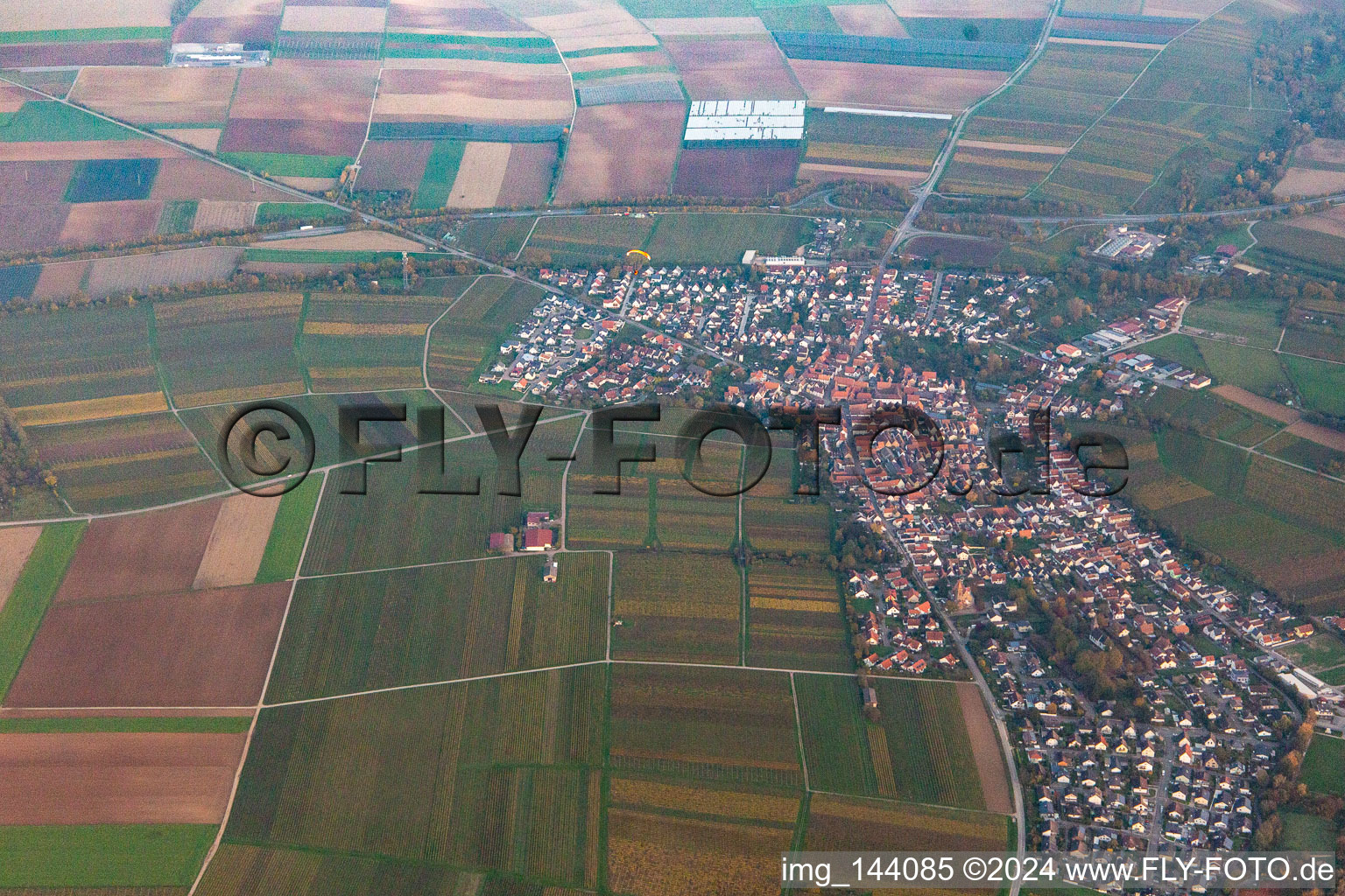 Aerial view of From the west in Insheim in the state Rhineland-Palatinate, Germany