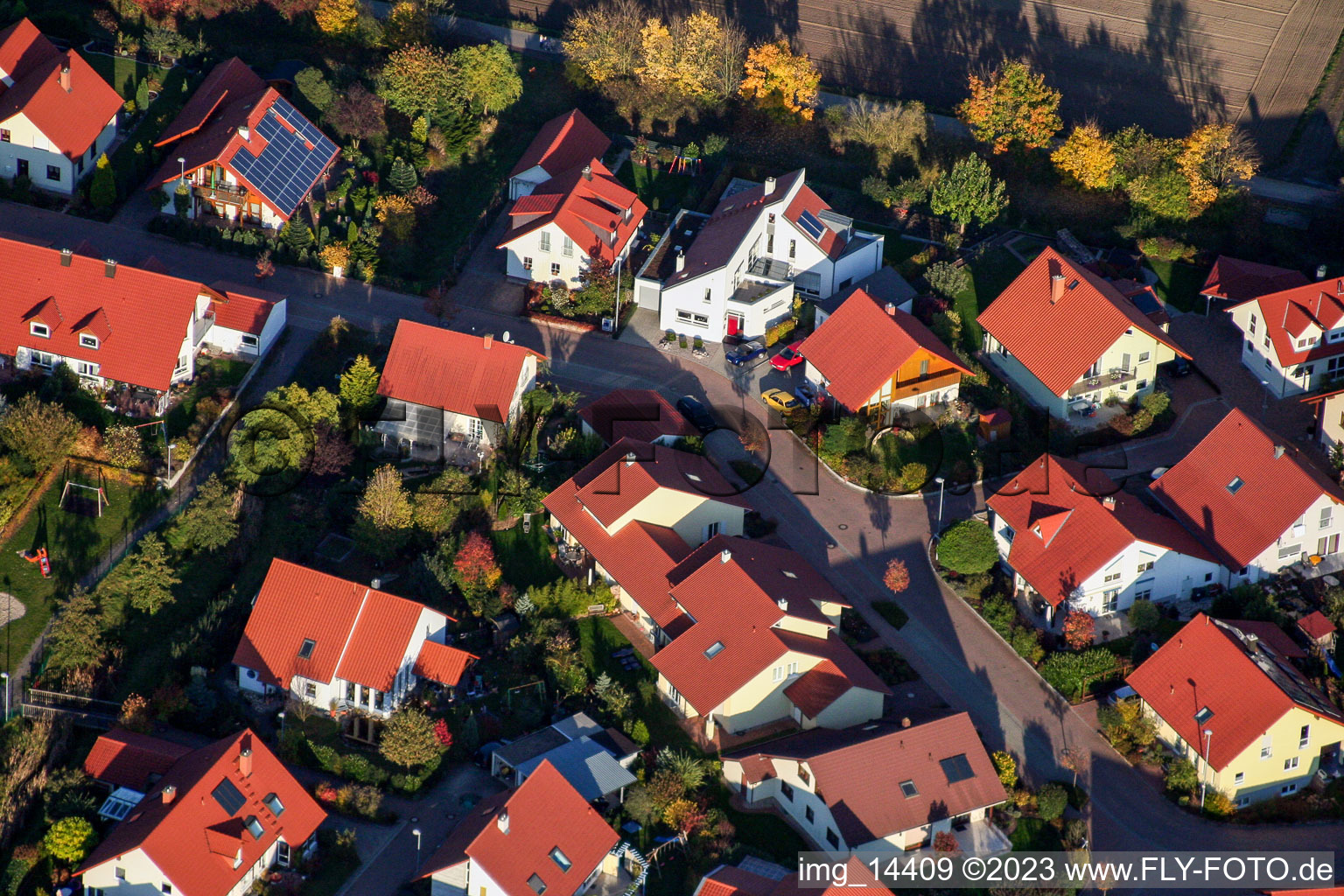 District Herxheim in Herxheim bei Landau in the state Rhineland-Palatinate, Germany seen from a drone