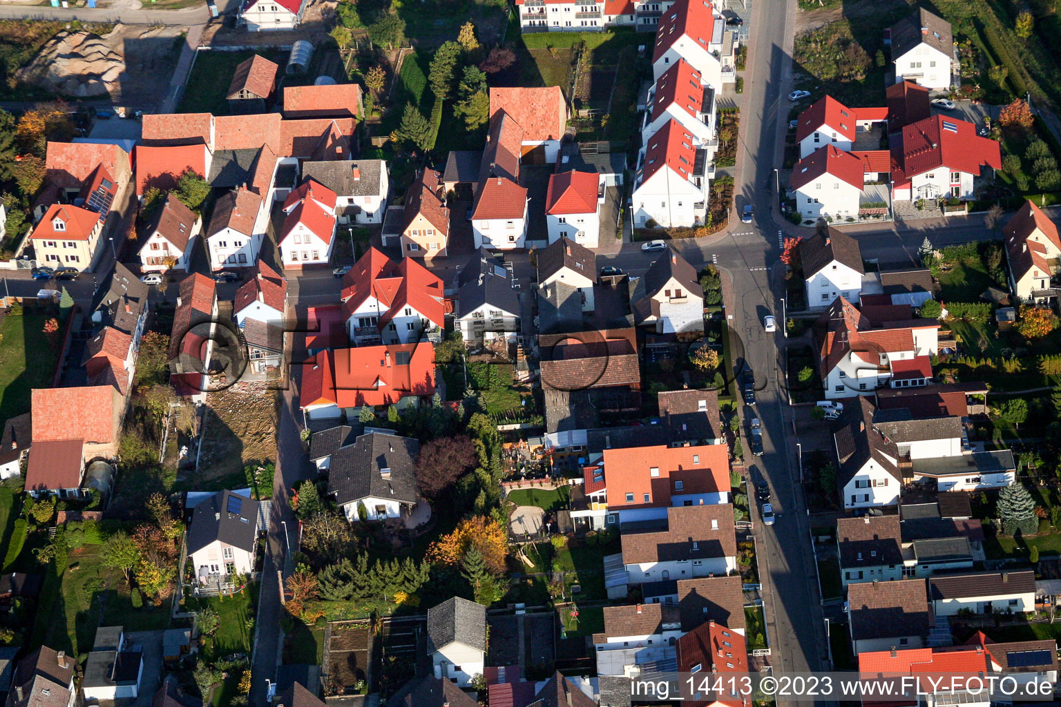 Aerial view of District Herxheim in Herxheim bei Landau in the state Rhineland-Palatinate, Germany