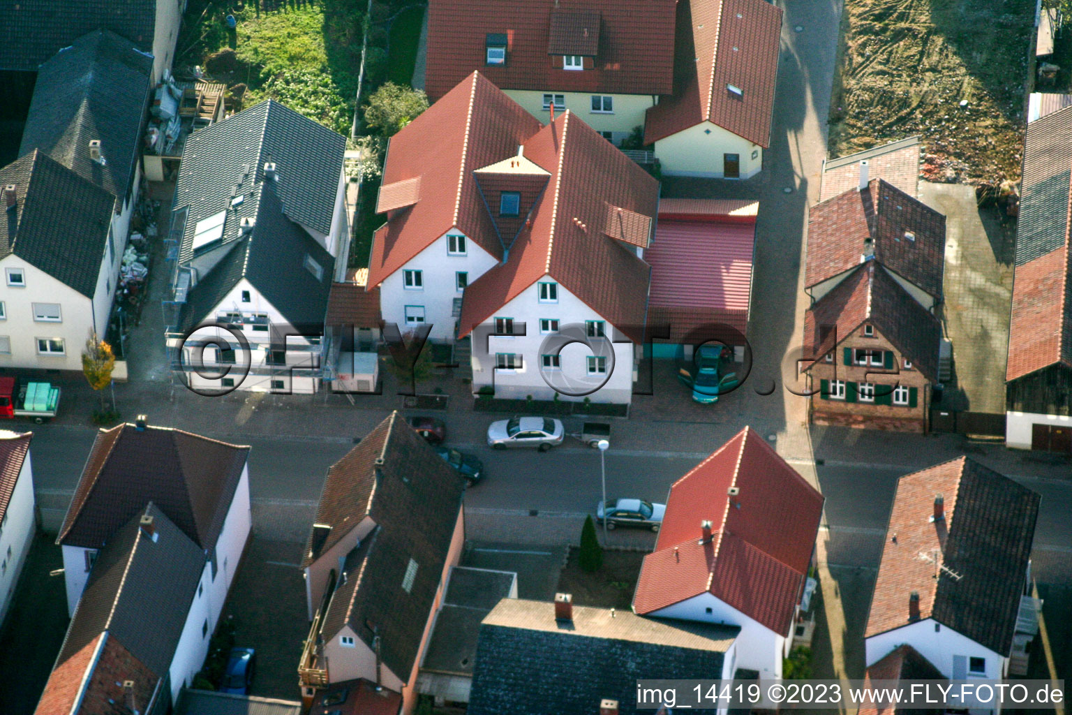 District Herxheim in Herxheim bei Landau/Pfalz in the state Rhineland-Palatinate, Germany from the plane