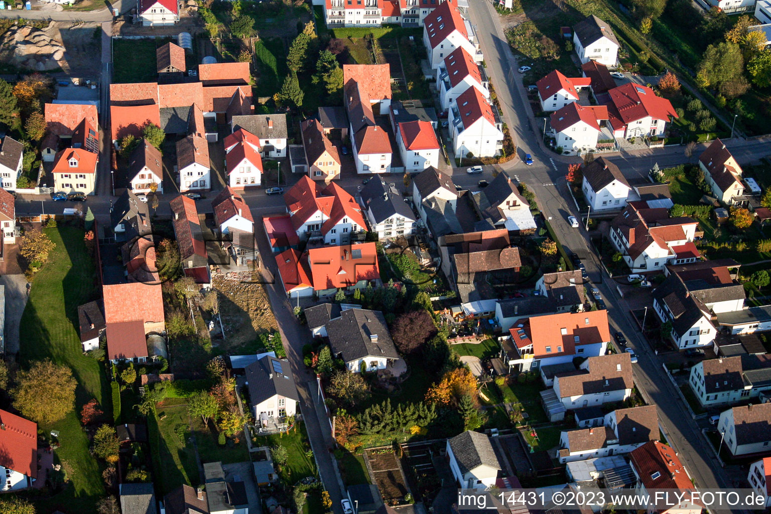 District Herxheim in Herxheim bei Landau/Pfalz in the state Rhineland-Palatinate, Germany seen from a drone