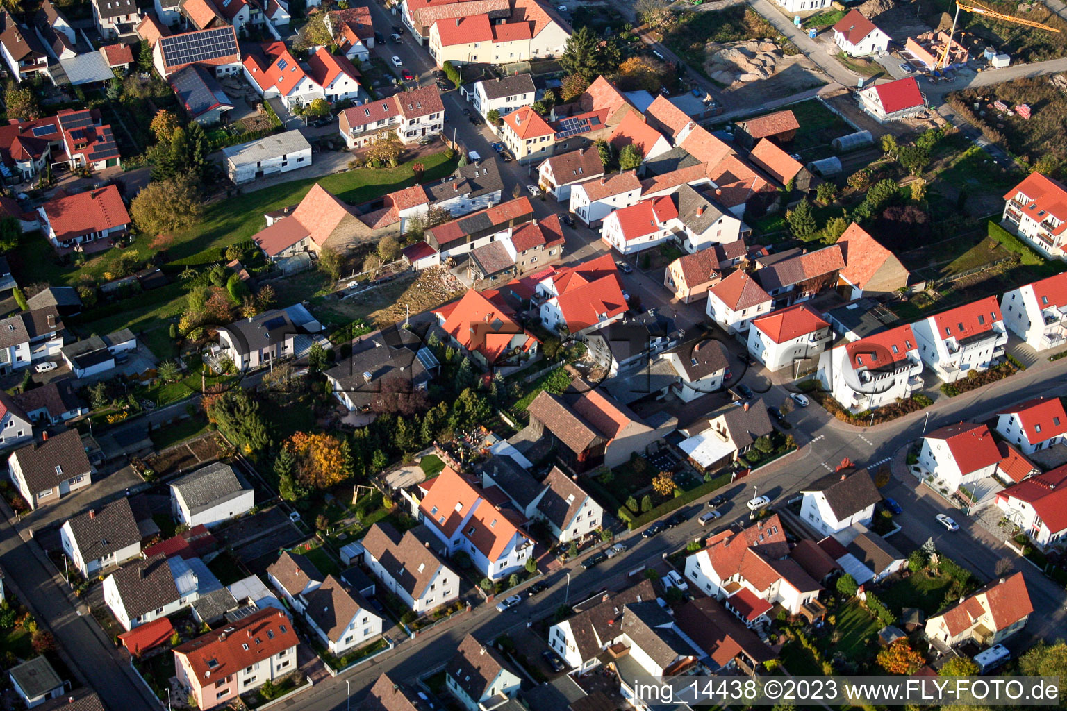 Oblique view of District Herxheim in Herxheim bei Landau in the state Rhineland-Palatinate, Germany