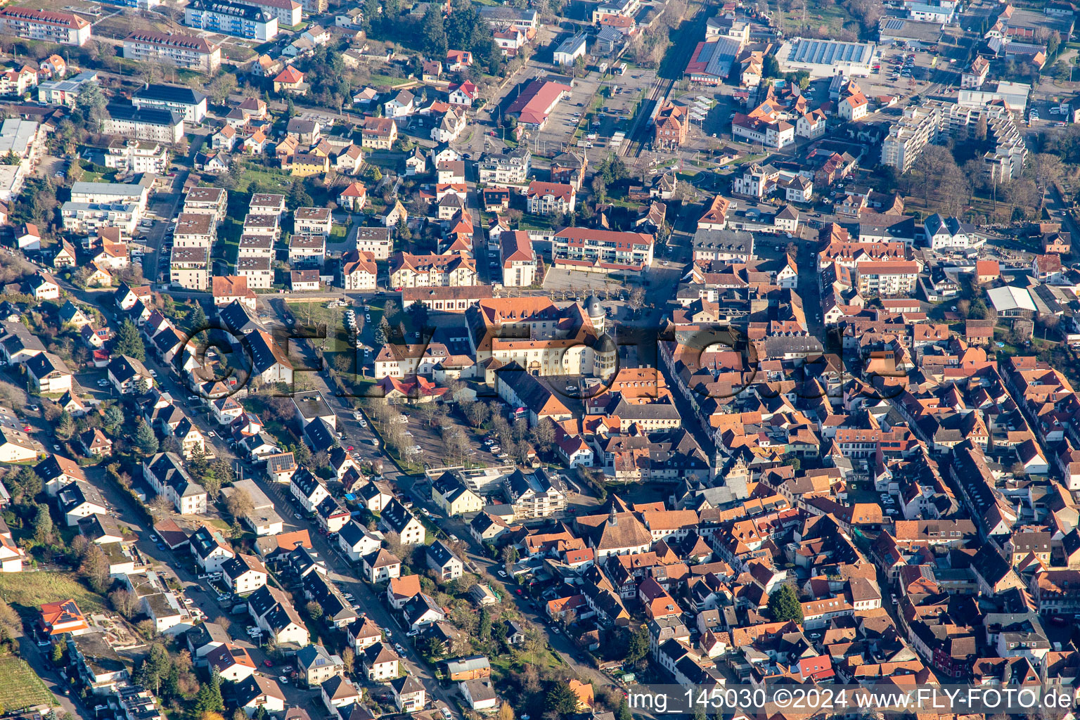 Königstraße from the west in Bad Bergzabern in the state Rhineland-Palatinate, Germany