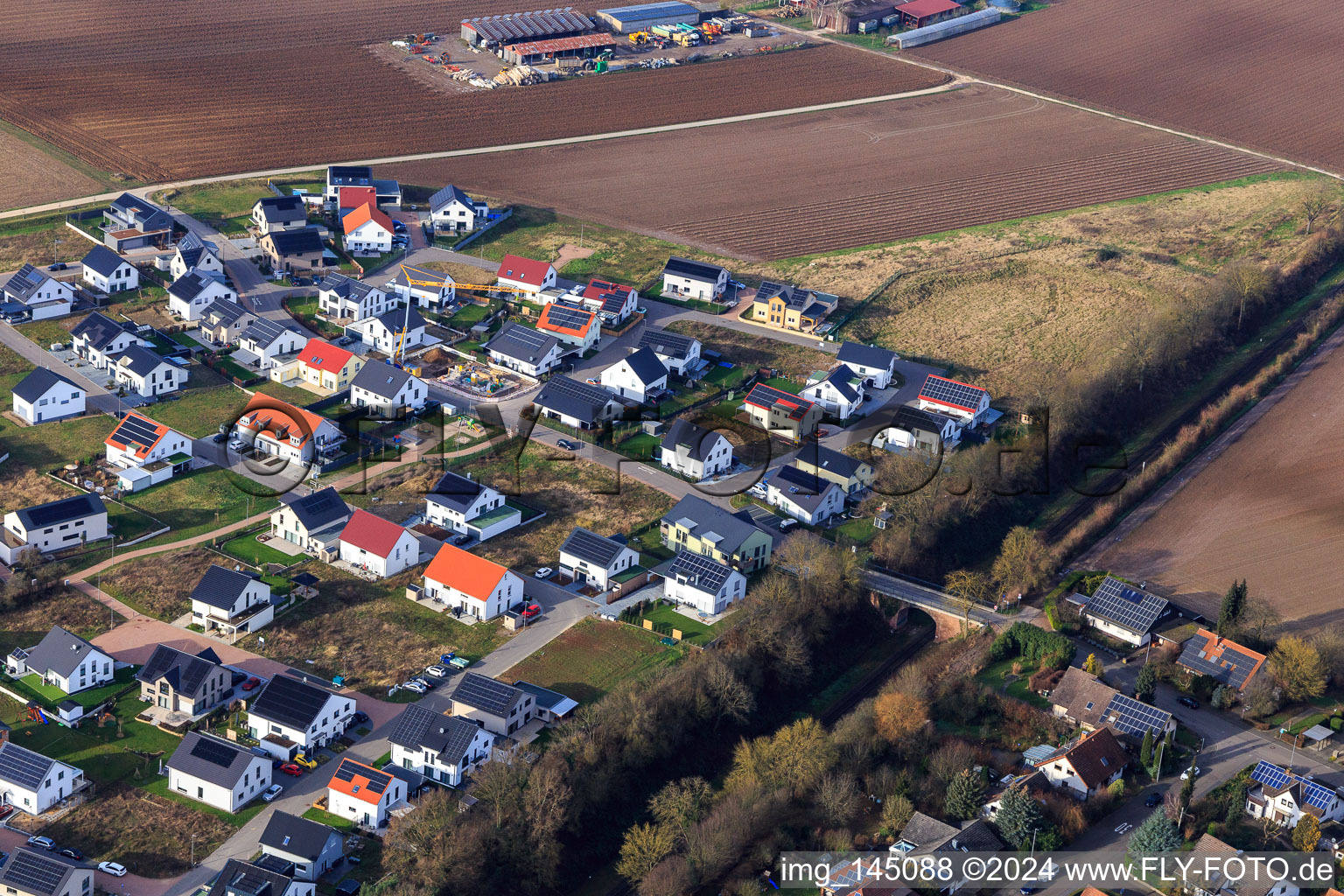 Aerial view of Violet Path, Daffodil Path in Kandel in the state Rhineland-Palatinate, Germany