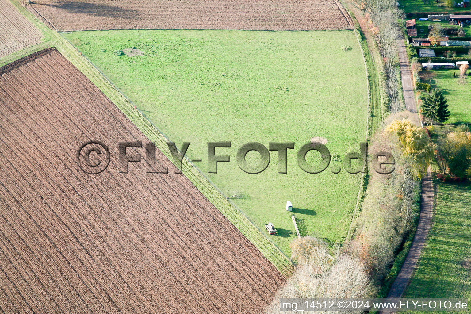 At the fisherman's hut in Insheim in the state Rhineland-Palatinate, Germany out of the air