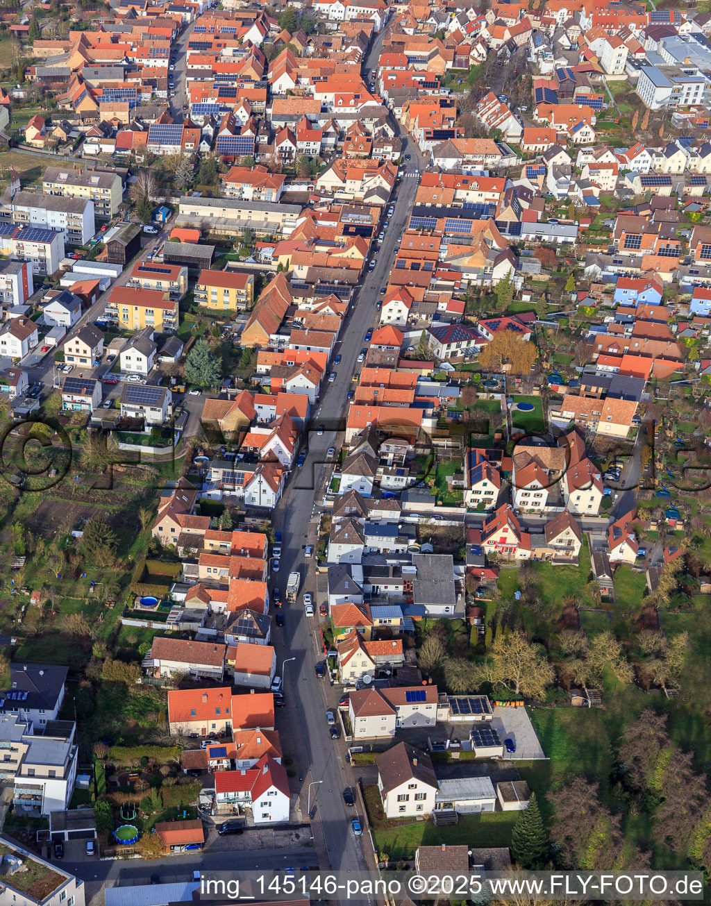Aerial photograpy of Luitpoldstr in Herxheim bei Landau in the state Rhineland-Palatinate, Germany