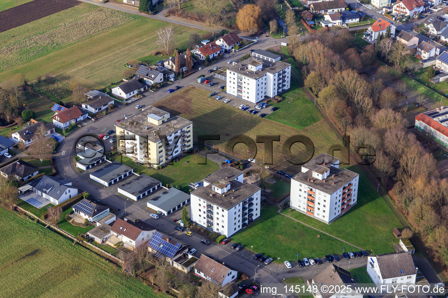 Multi-family blocks on Albert-Detzel-Straße in Herxheim bei Landau in the state Rhineland-Palatinate, Germany