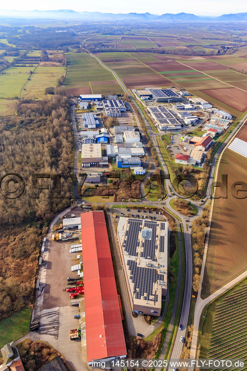 Aerial view of Industrial Park W and W II in Herxheim bei Landau in the state Rhineland-Palatinate, Germany