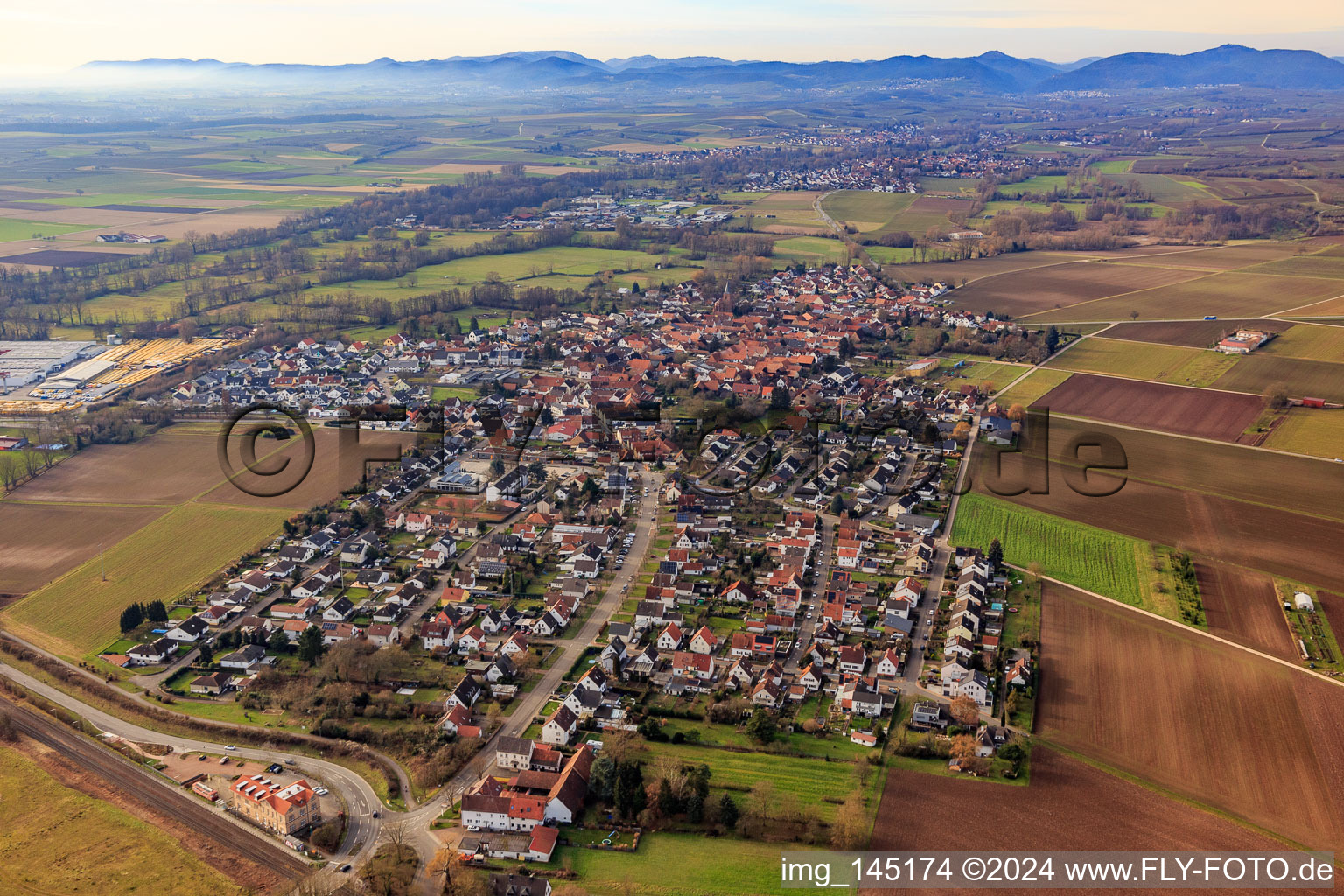 View of the town from the northeast in Rohrbach in the state Rhineland-Palatinate, Germany