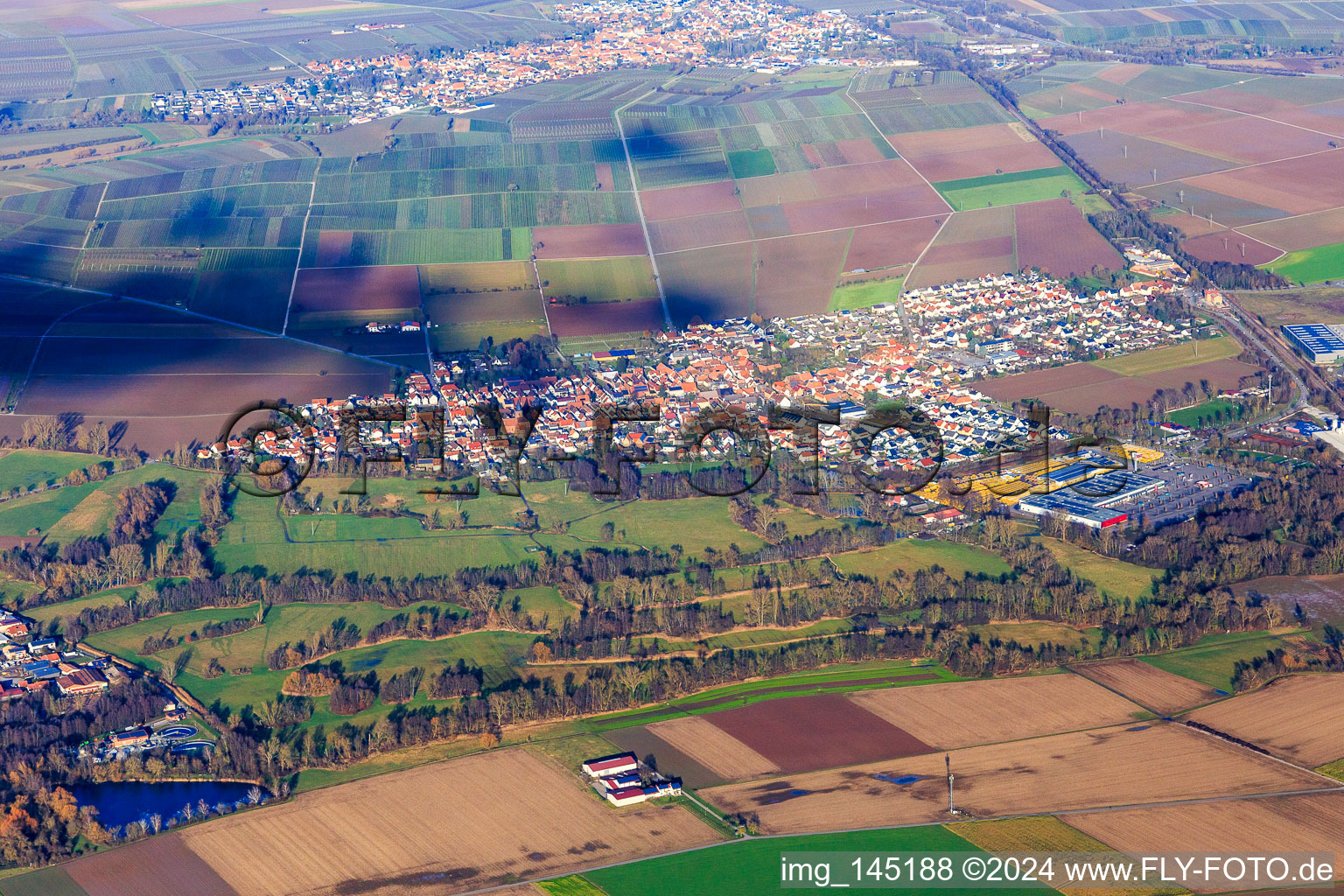 View of the town from the southwest in Rohrbach in the state Rhineland-Palatinate, Germany