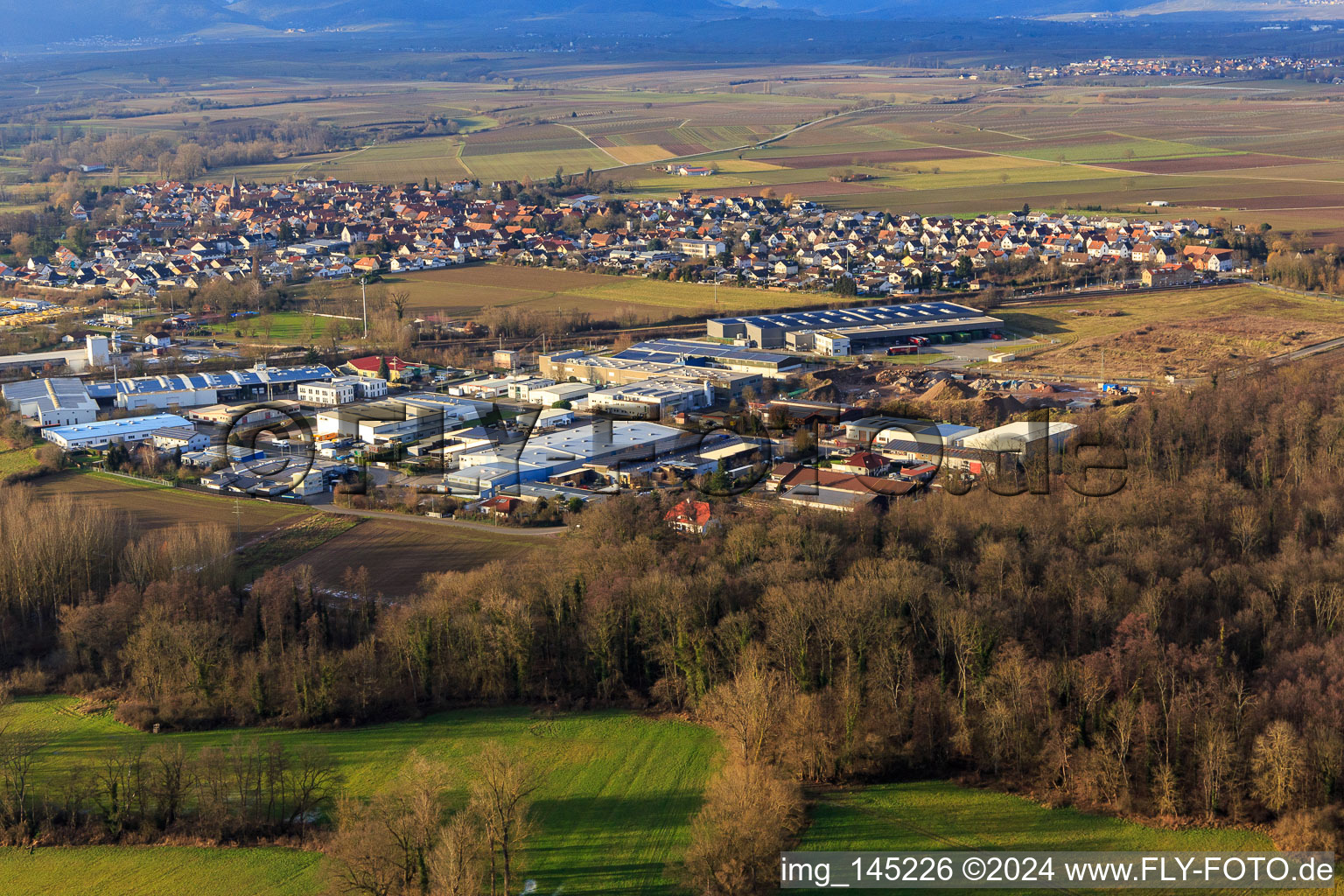Horst industrial estate from the northwest in the district Minderslachen in Kandel in the state Rhineland-Palatinate, Germany