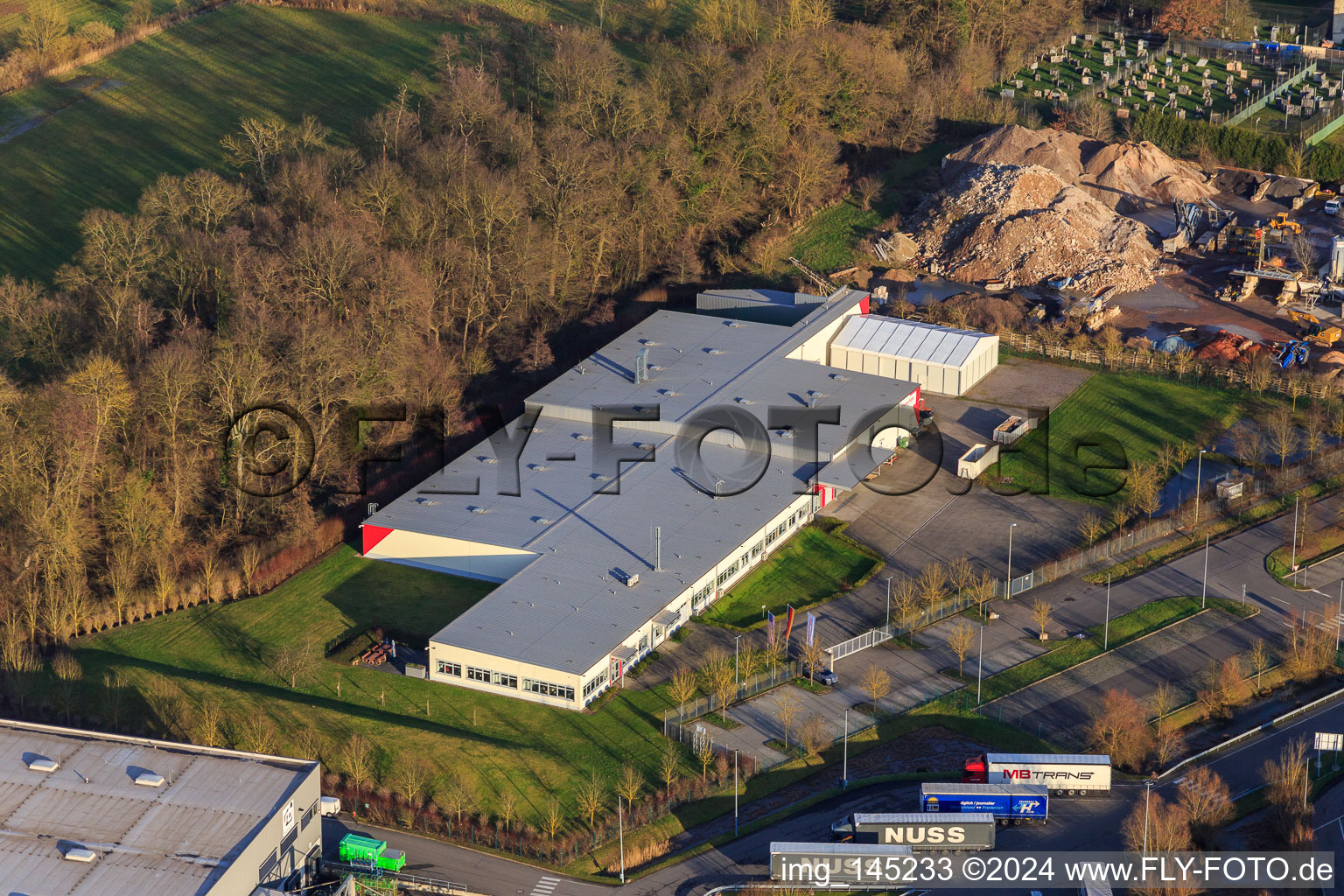 Aerial photograpy of Thermo Fisher on Erlenbachweg in the district Minderslachen in Kandel in the state Rhineland-Palatinate, Germany