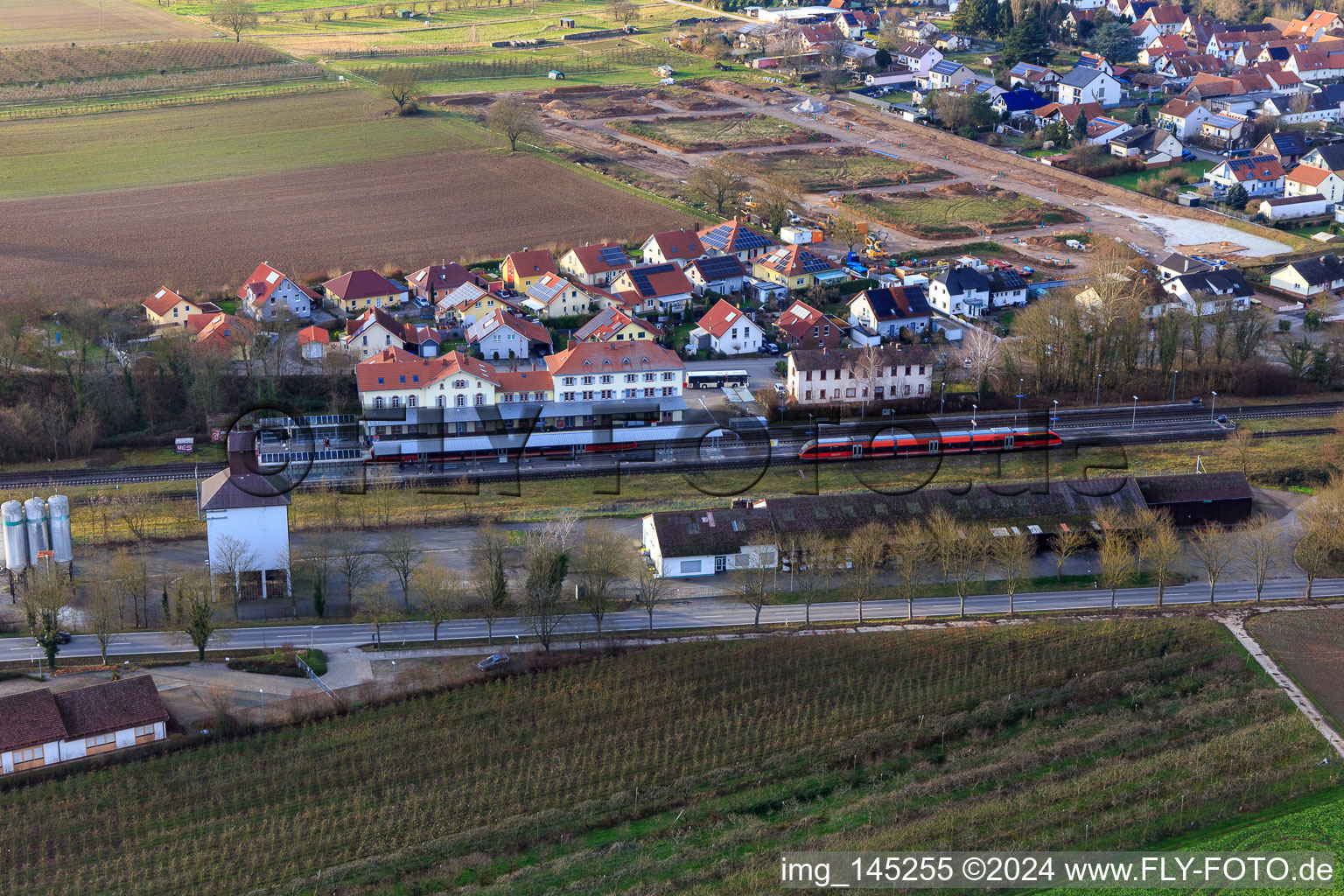 Bahnhofstraße and Am Bahnhof in Winden in the state Rhineland-Palatinate, Germany